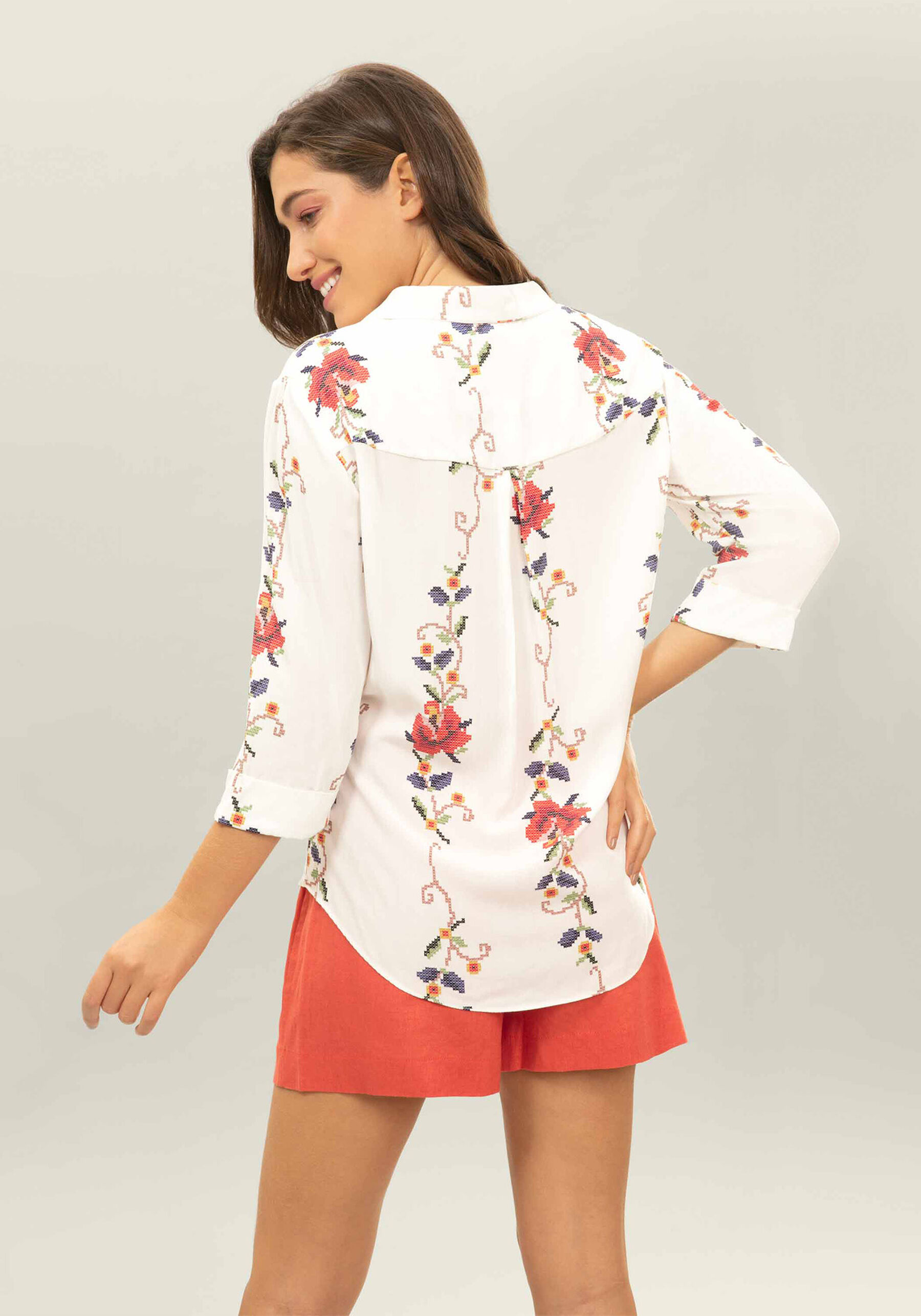 Camisa Com Manga 3/4 Estampa Manton, . Camisa Com Manga 3/4 Estampa Manton, , large.