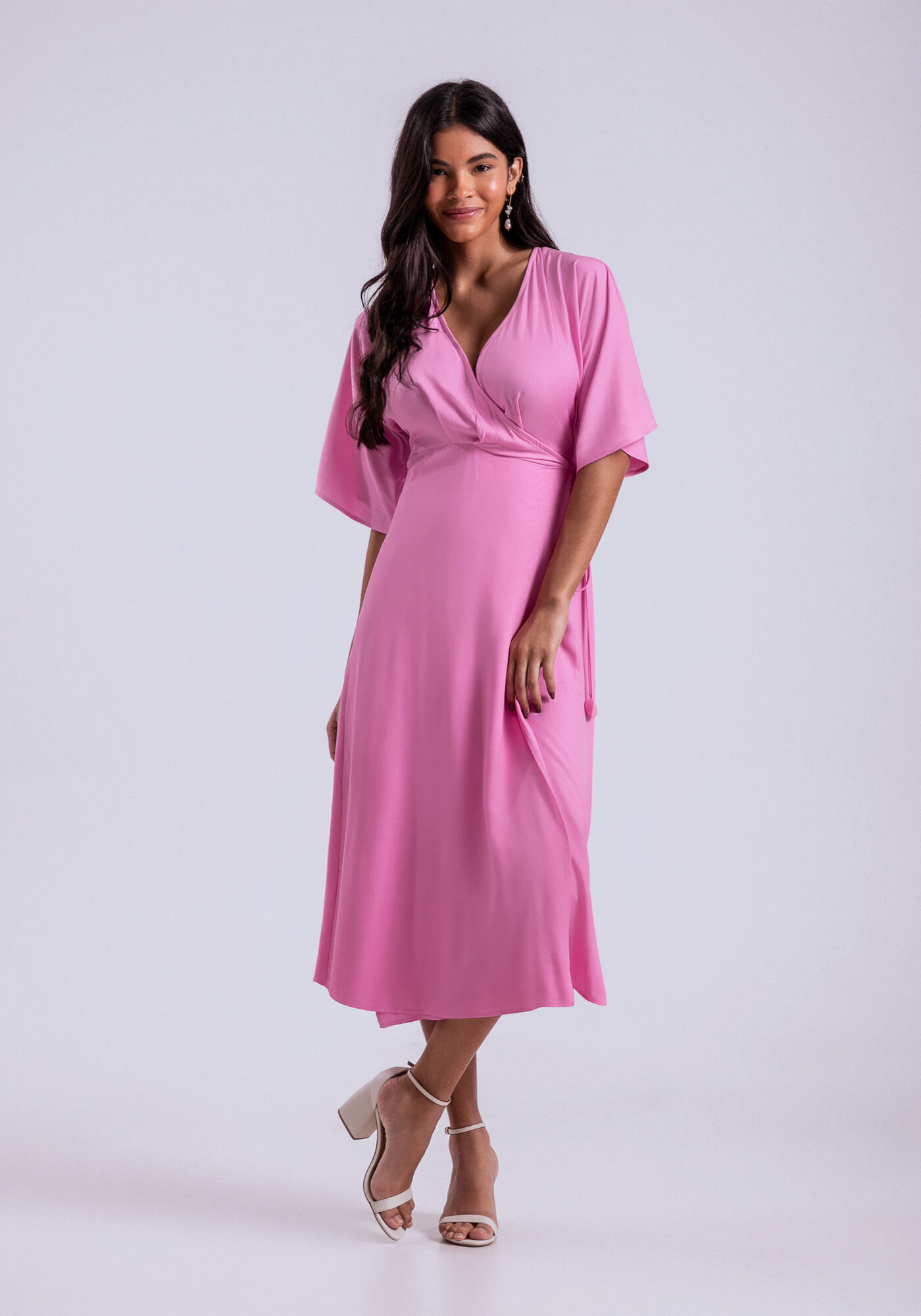 Vestido transpassado crepe discount