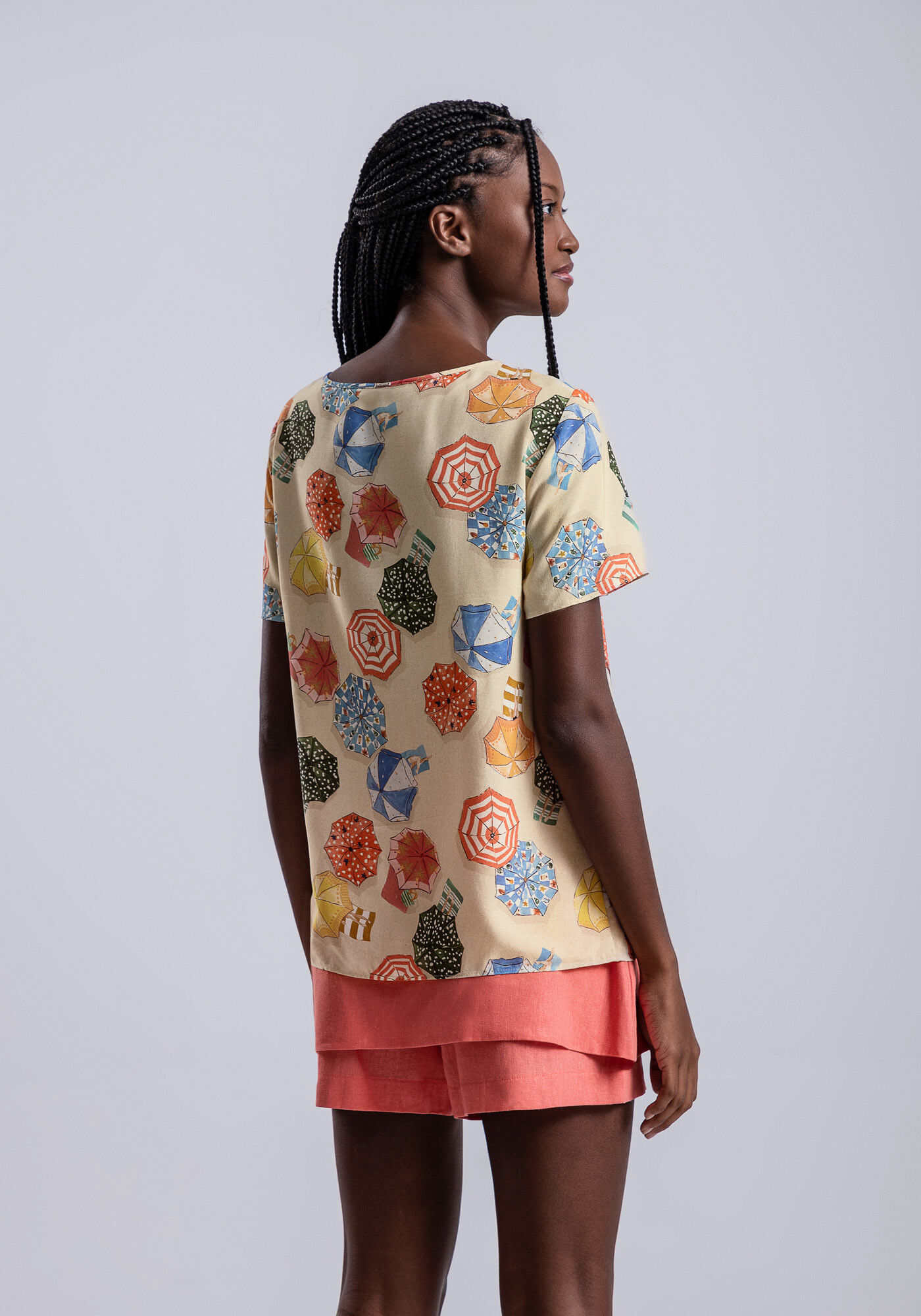 Blusa Manga Curta em Viscose Estampada, , large.