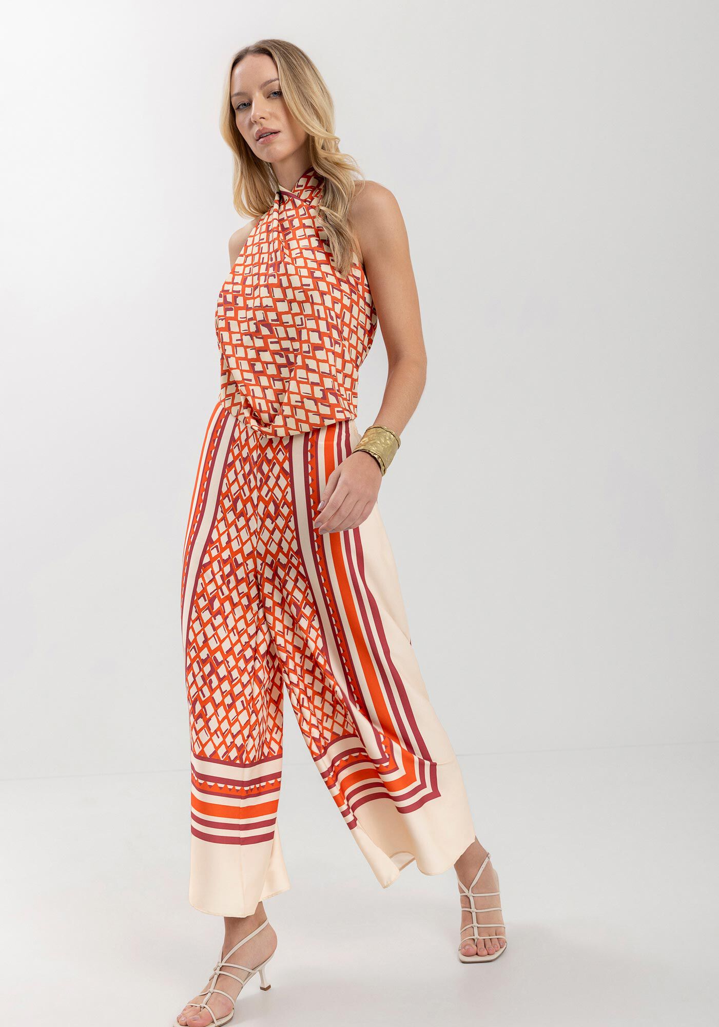 Cal&ccedil;a Cropped Estampada Com Cintura Alta, AMARELO SEASHELL, large.