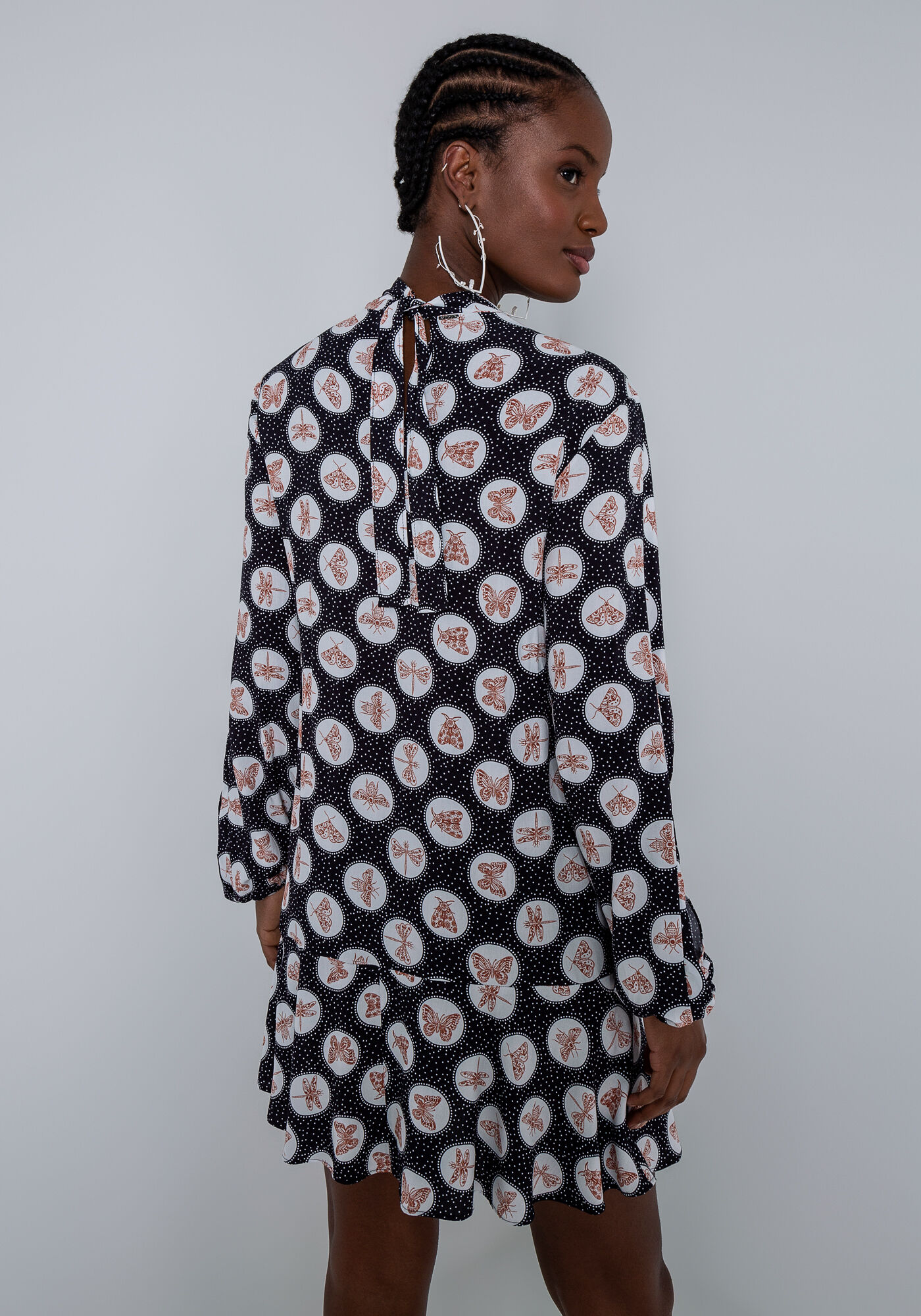 Vestido Mangas Longas Abertura Com Cinto, , large.