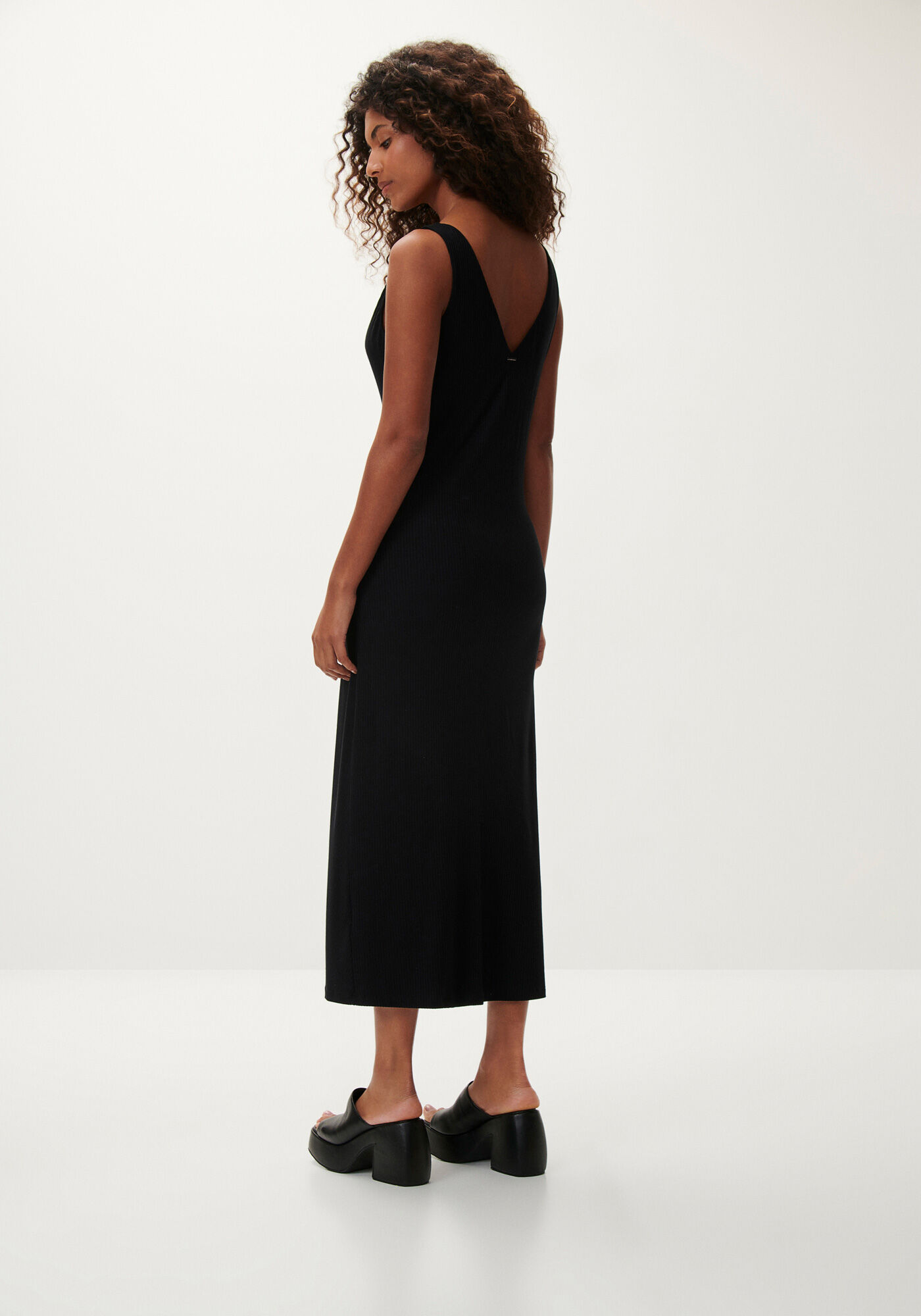 Vestido Midi Canelado com Fenda, , large.