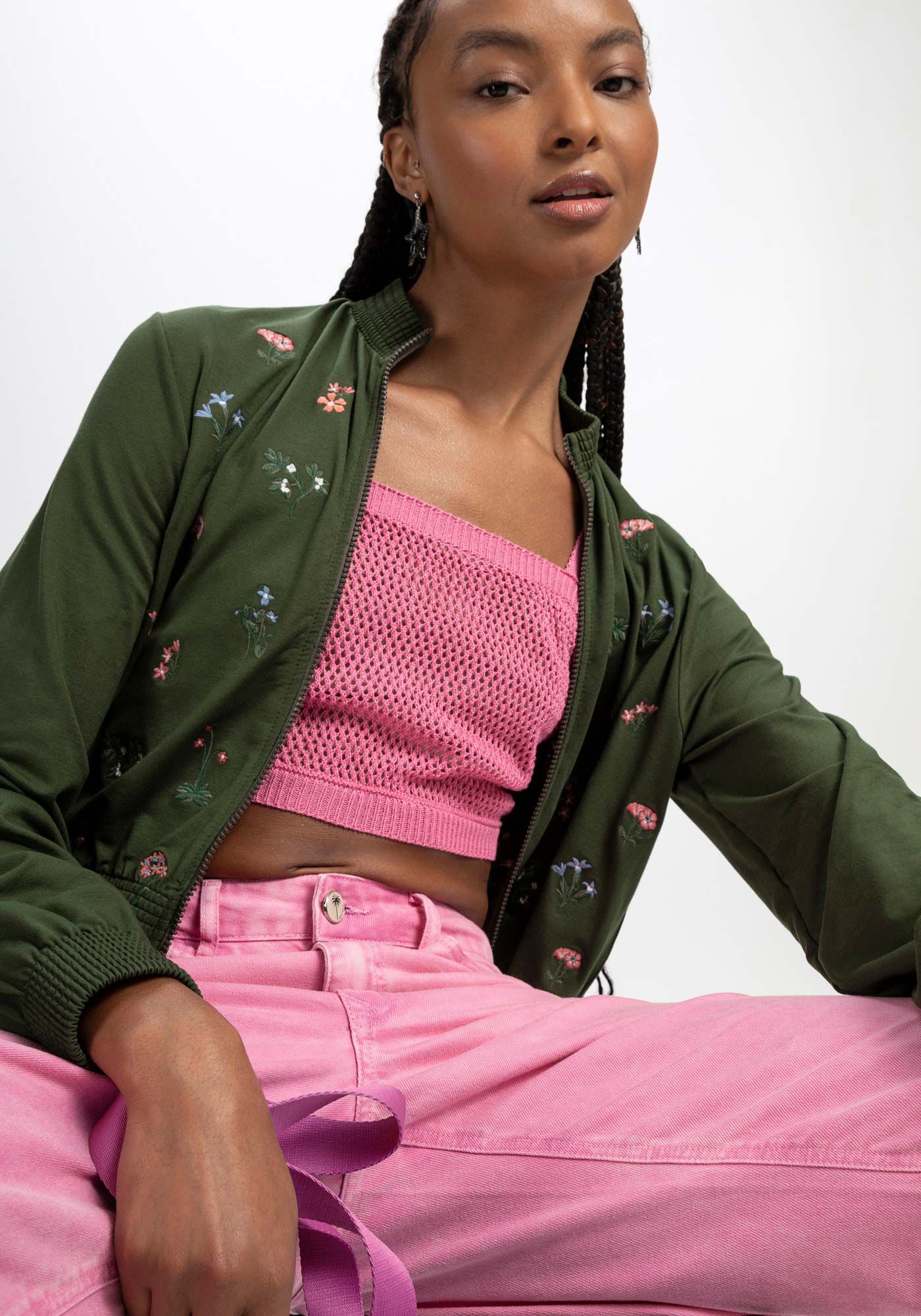 Jaqueta Cropped em Moletom Bordada, , large.