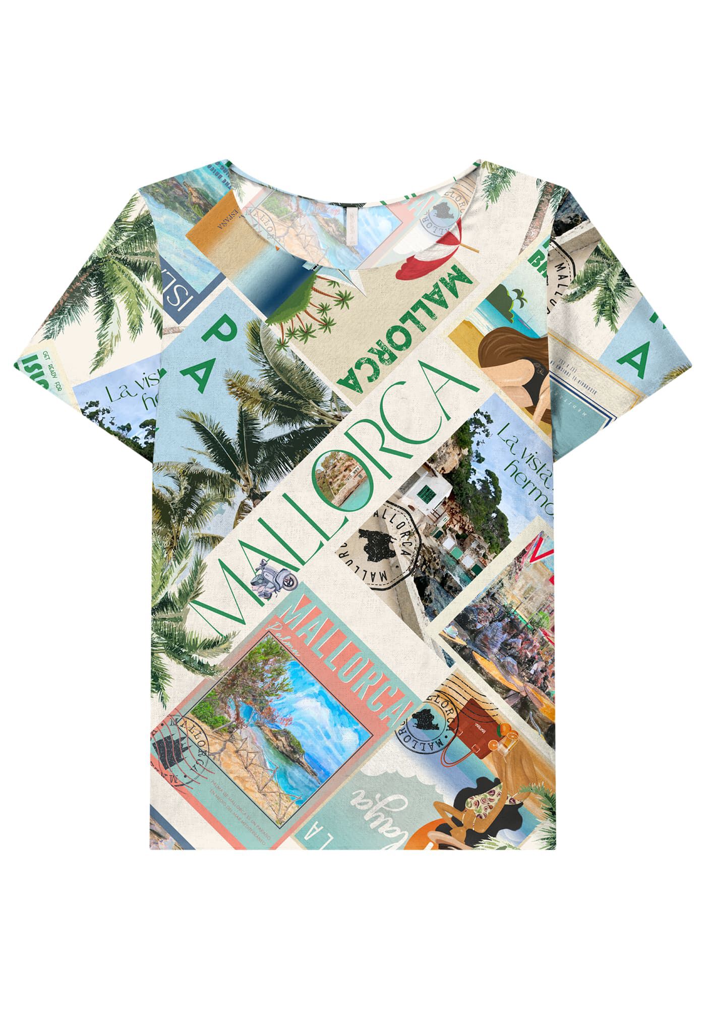 Blusa Manga Curta em Viscose Estampada, , large.