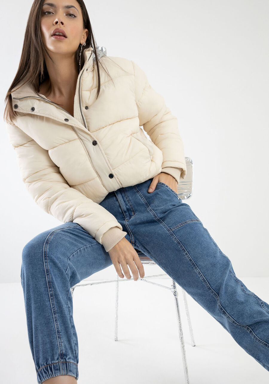 Calça Jeans Jogging Cropped com Elasticidade, JEANS. Calça Jeans Jogging Cropped com Elasticidade, JEANS, large.