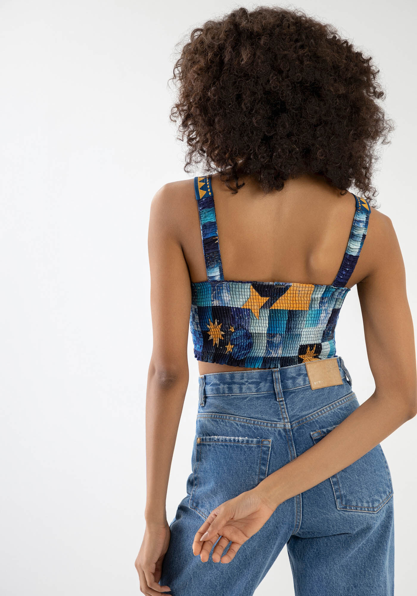 Blusa Cropped Estampada com Bordado Al&ccedil;as, , large.