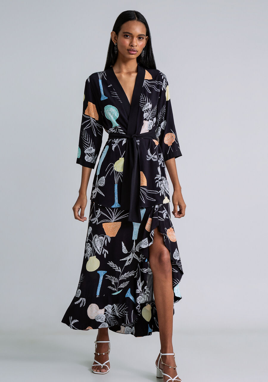 Blusa Kimono com Faixa Estampa, EXPRESSAO. Blusa Kimono com Faixa Estampa, EXPRESSAO, large.