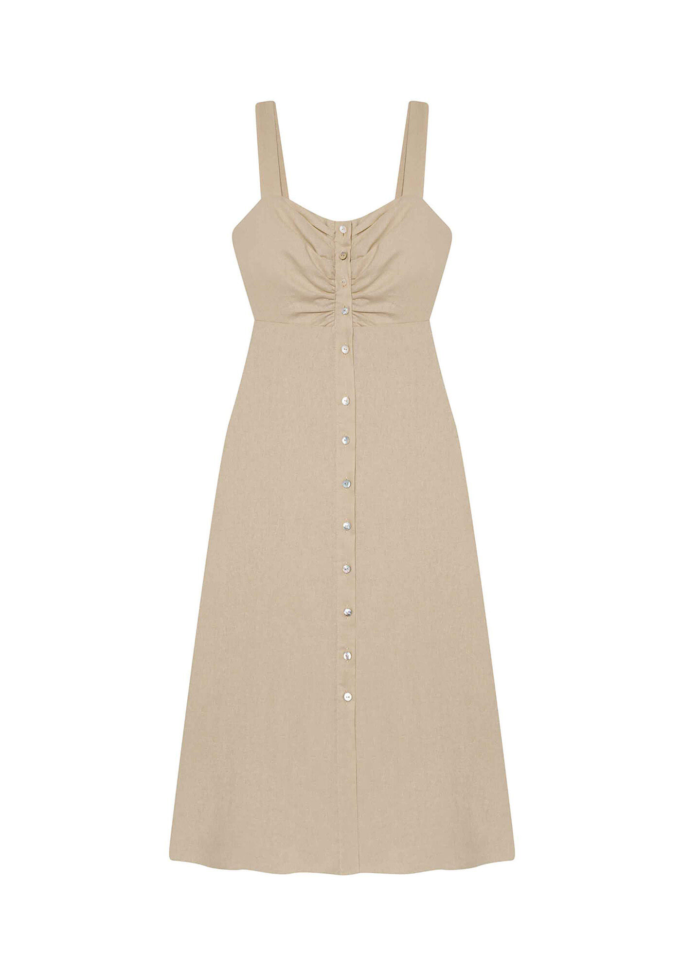 Vestido com top tecido de linho