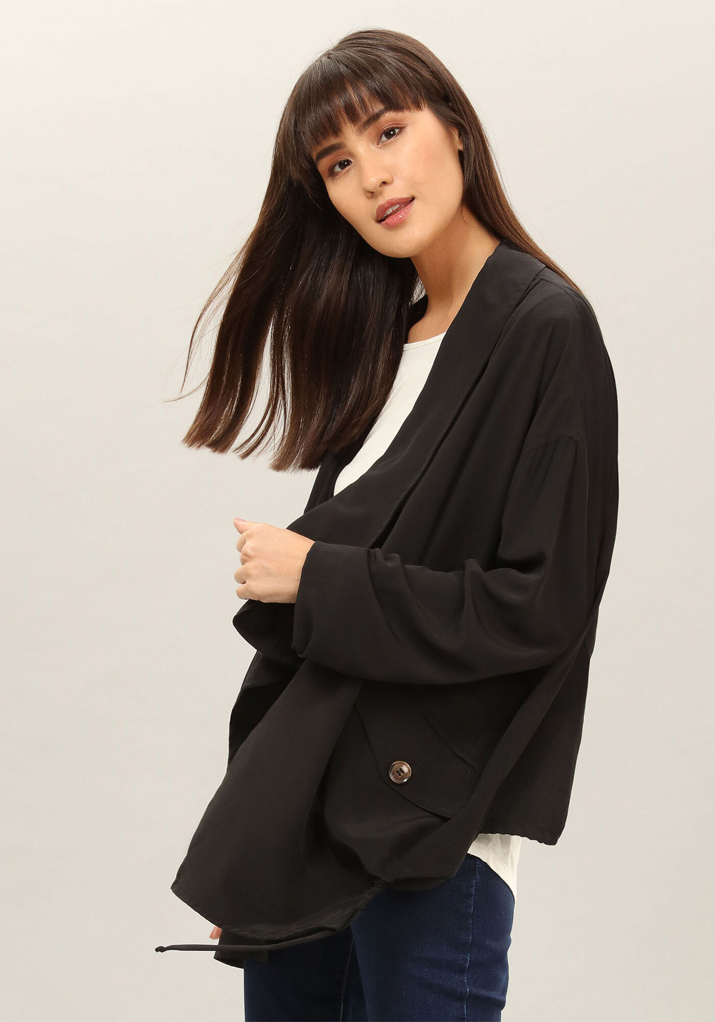 Jaqueta Ampla em Tecido, , large.