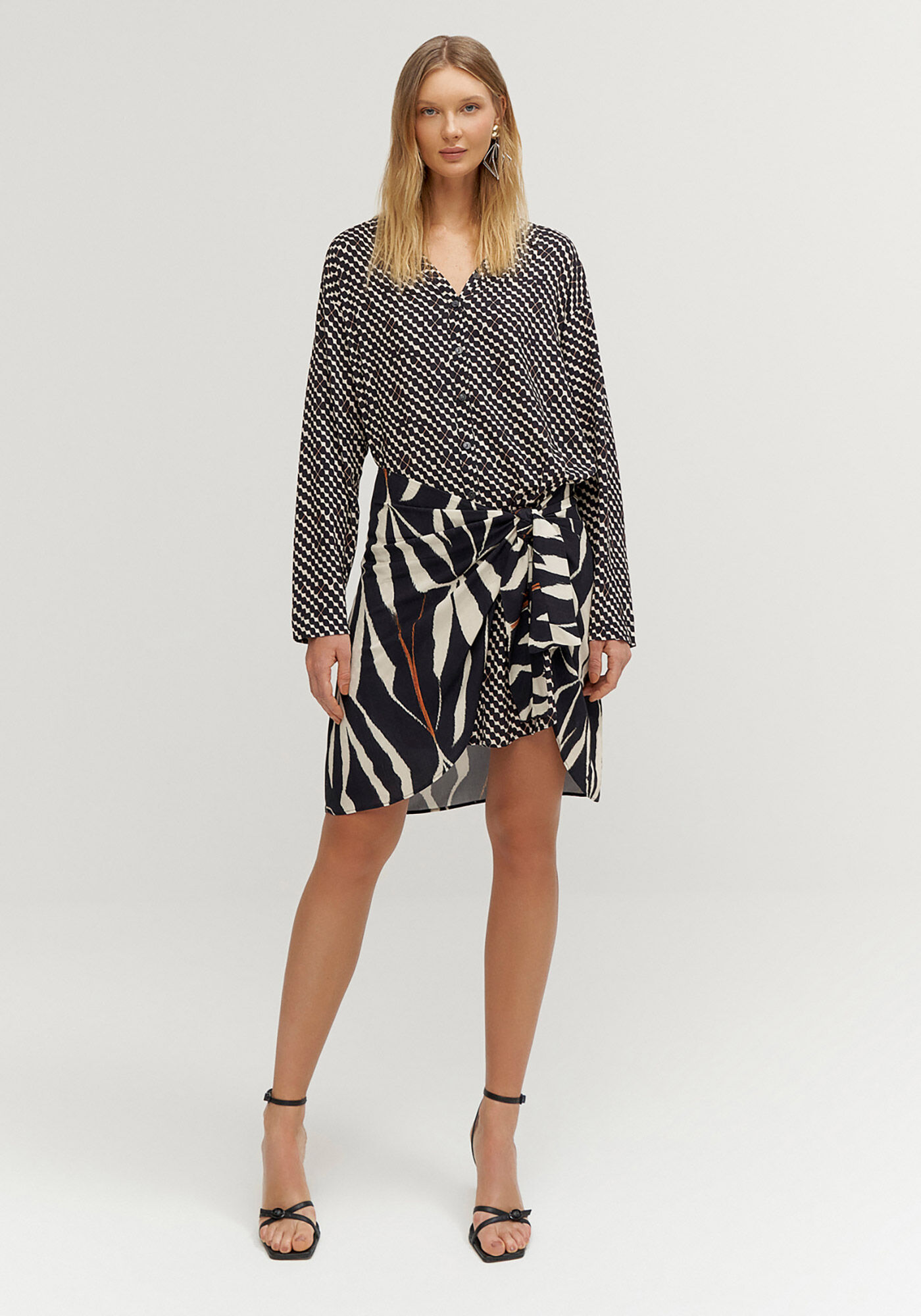 Conjunto Vestido Chemise e Saia Transpassada, , large.