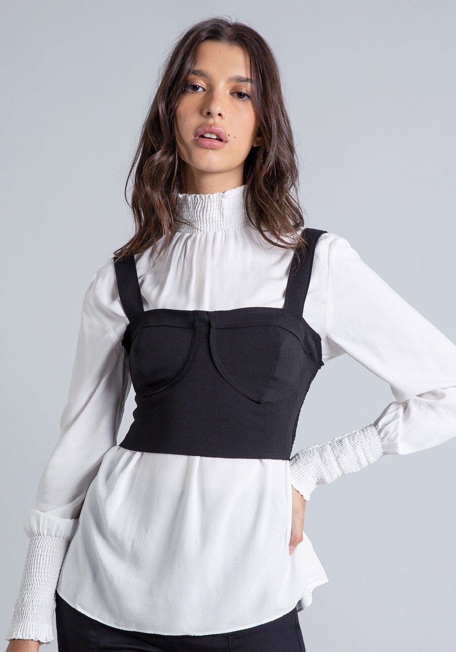 Blusa com Sobreposição Top, . Blusa com Sobreposição Top, , large.