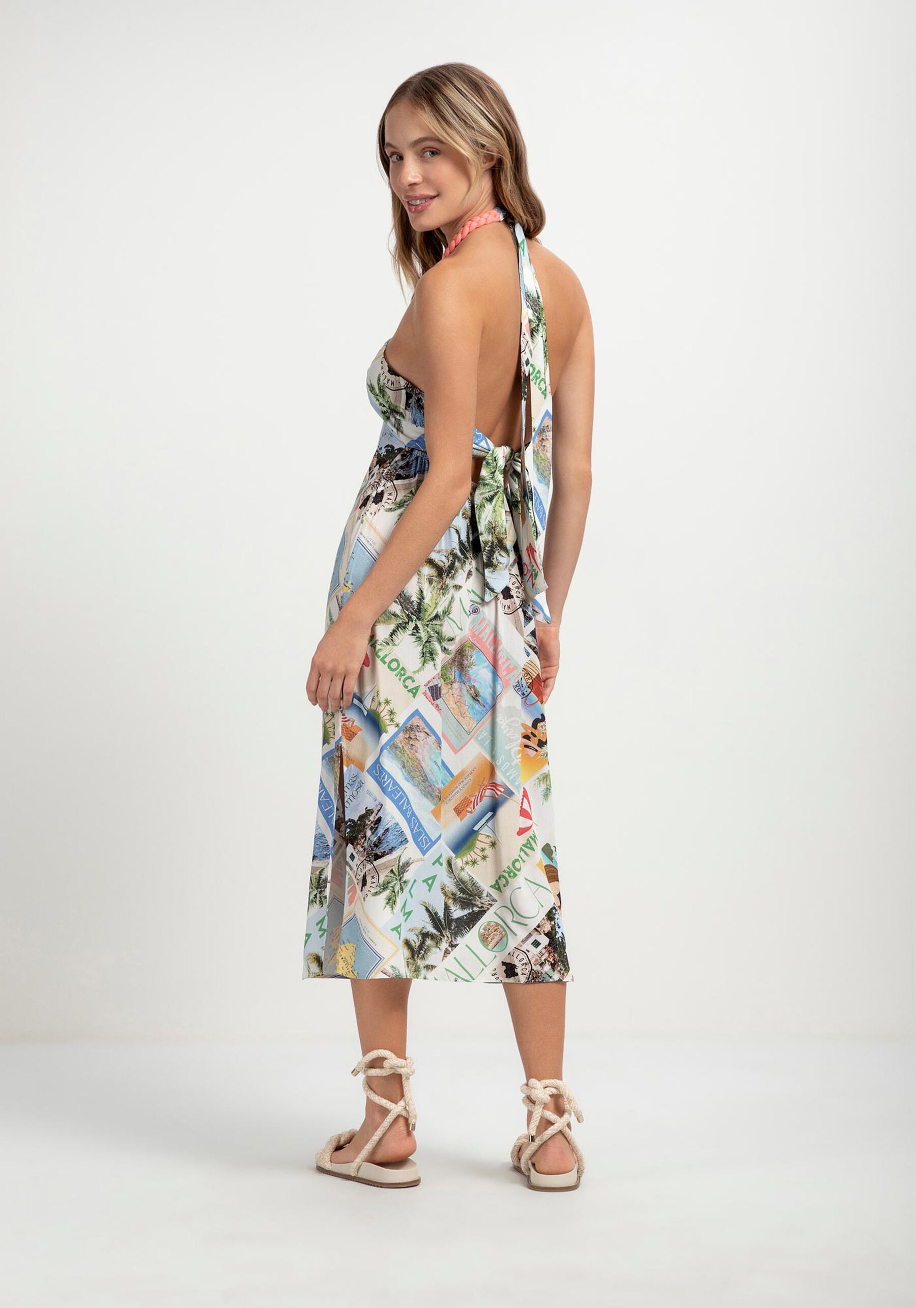 Vestido Midi Frente Única com Alça Trançada, POSTAIS. Vestido Midi Frente Única com Alça Trançada, POSTAIS, large.