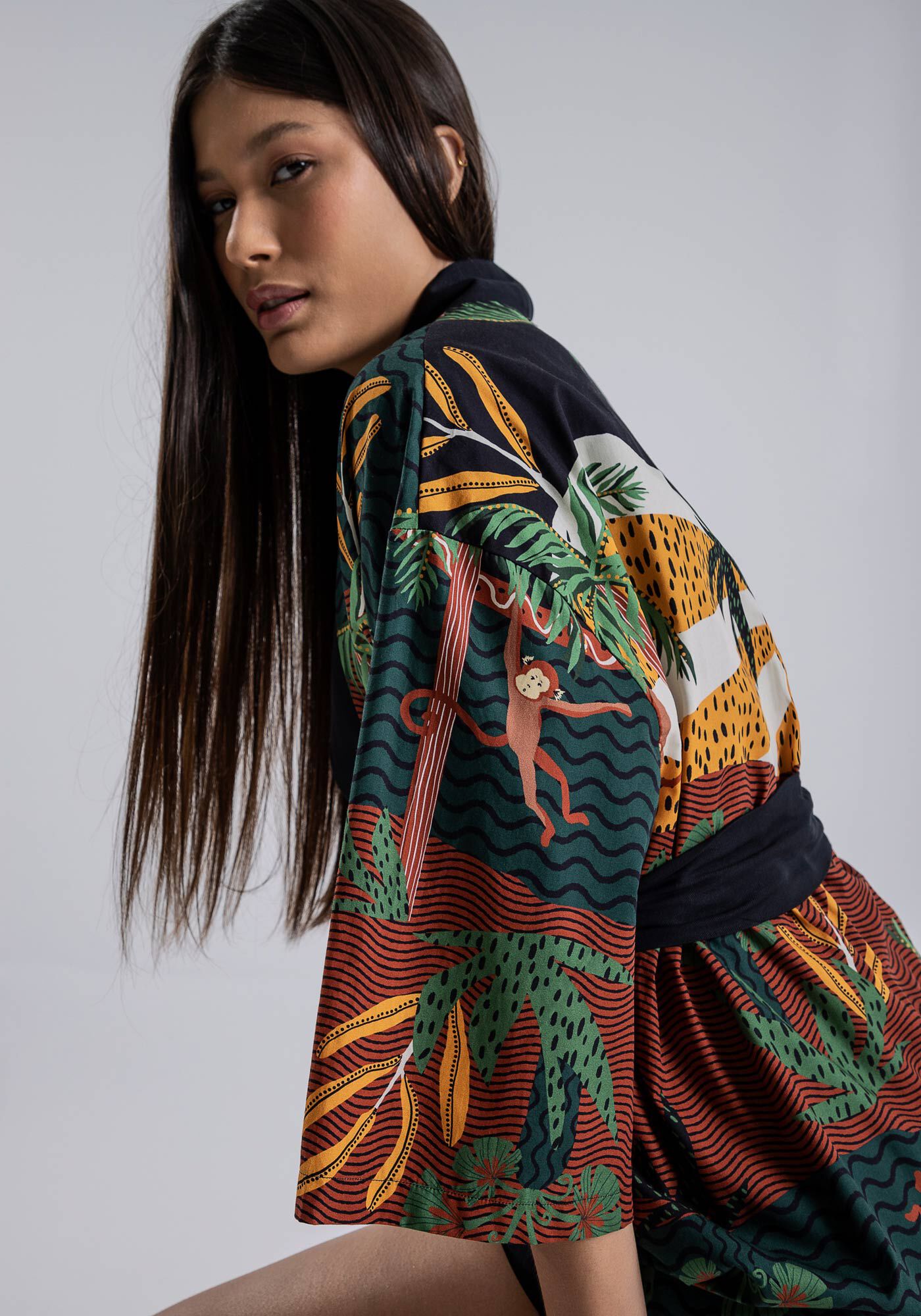 Sobreposi&ccedil;&atilde;o Estampada em Tecido com Faixa, , large.