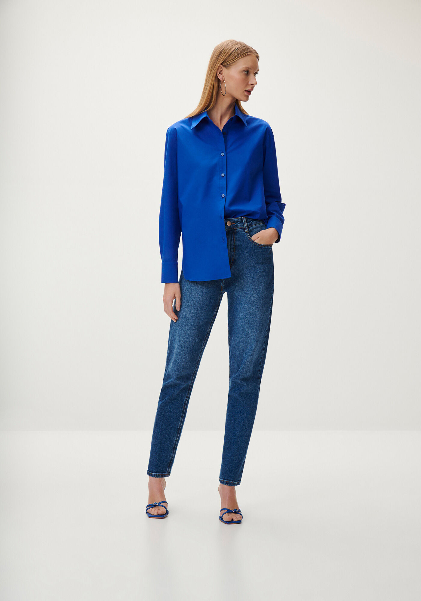 Camisa Manga Longa em Tricoline Oversized, , large.