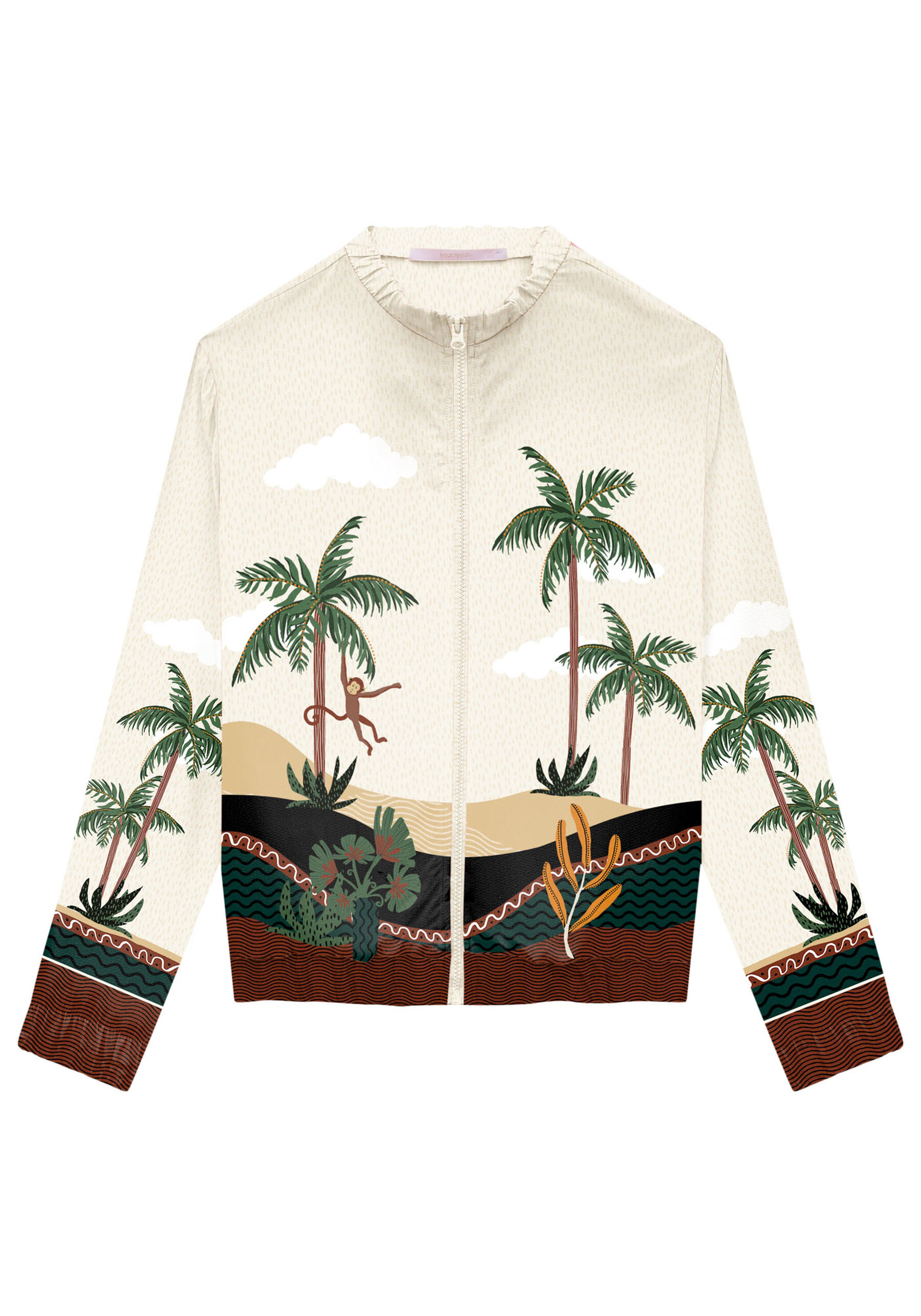 Jaqueta Bomber em Viscose Estampada, . Jaqueta Bomber em Viscose Estampada, , large.