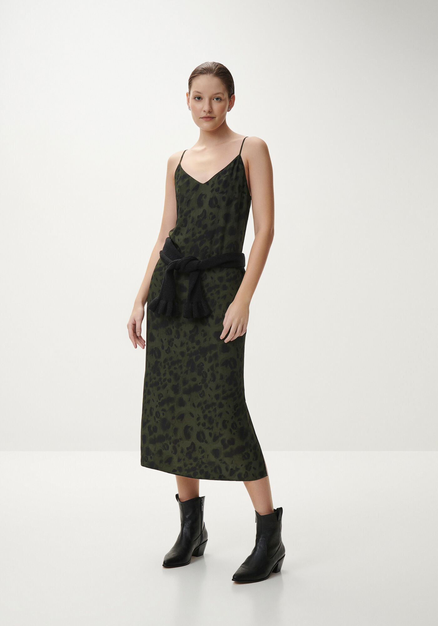 Vestido Midi Slip em Viscose Estampado, FOREST, large.
