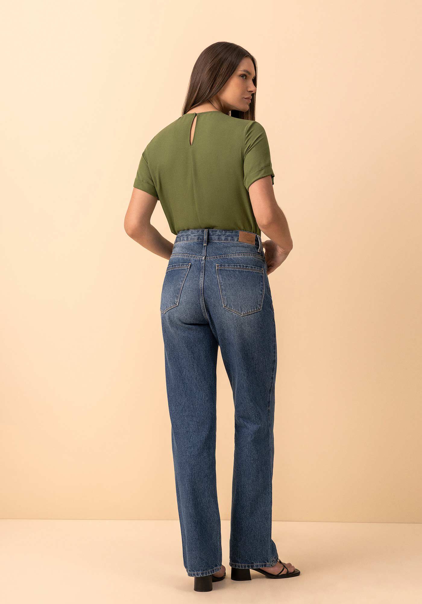 Blusa De Mangas Curtas Com Bordado Localizado Essential, VERDE FLORENA, large.