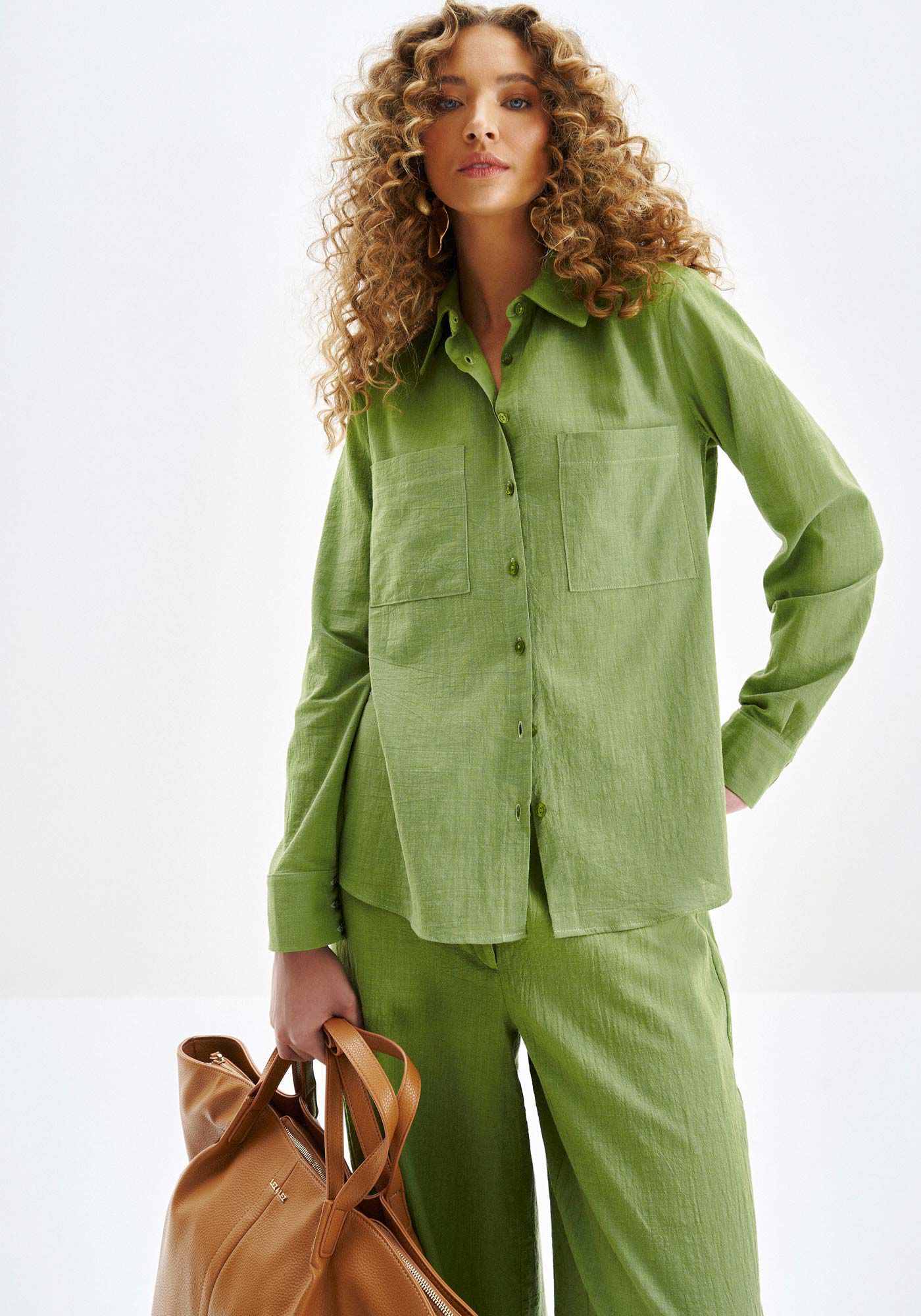 Camisa Manga Longa em Tecido Plano com Bolsos, , large.