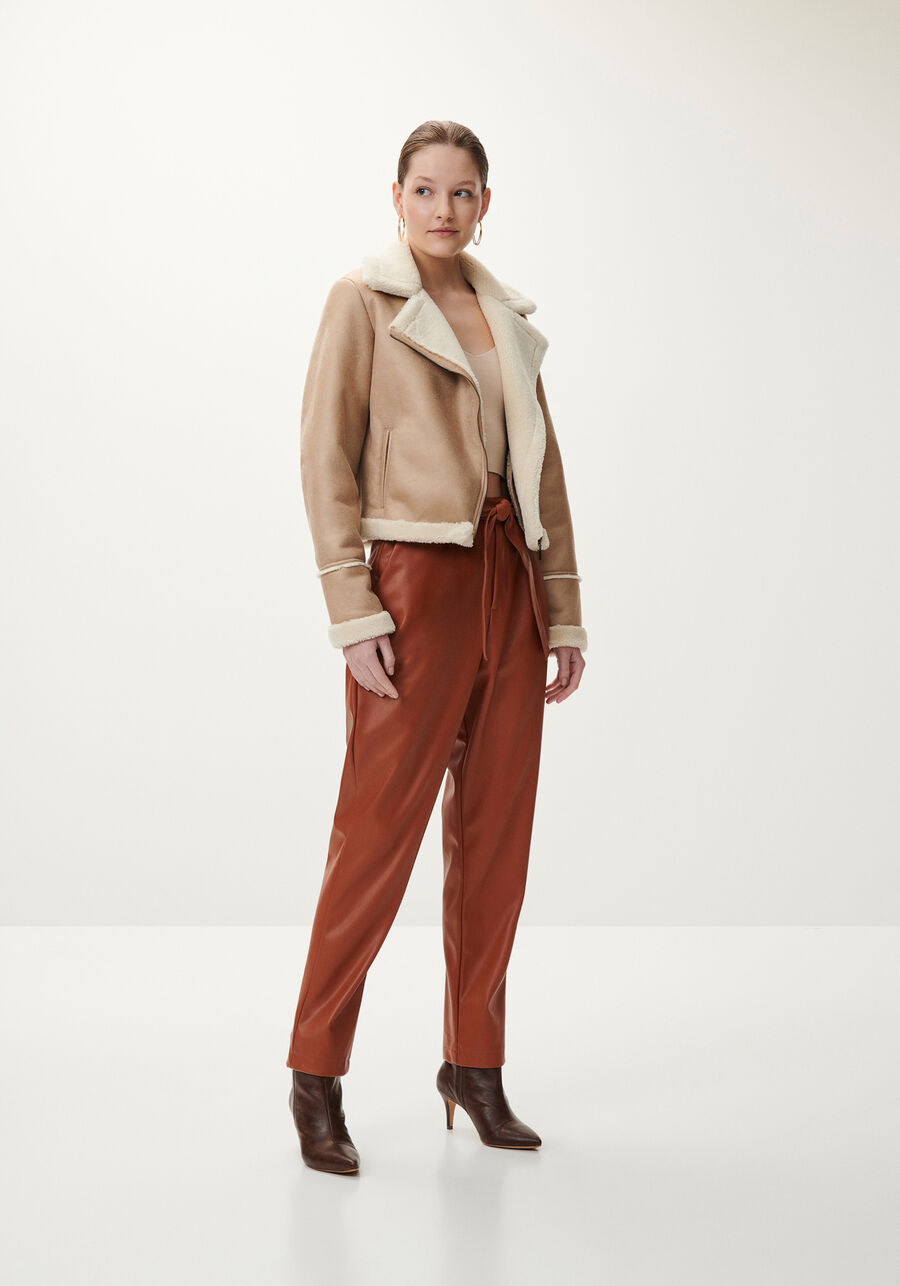 Jaqueta em Suede com Forro Pelo, BEGE BLUR. Jaqueta em Suede com Forro Pelo, BEGE BLUR, large.