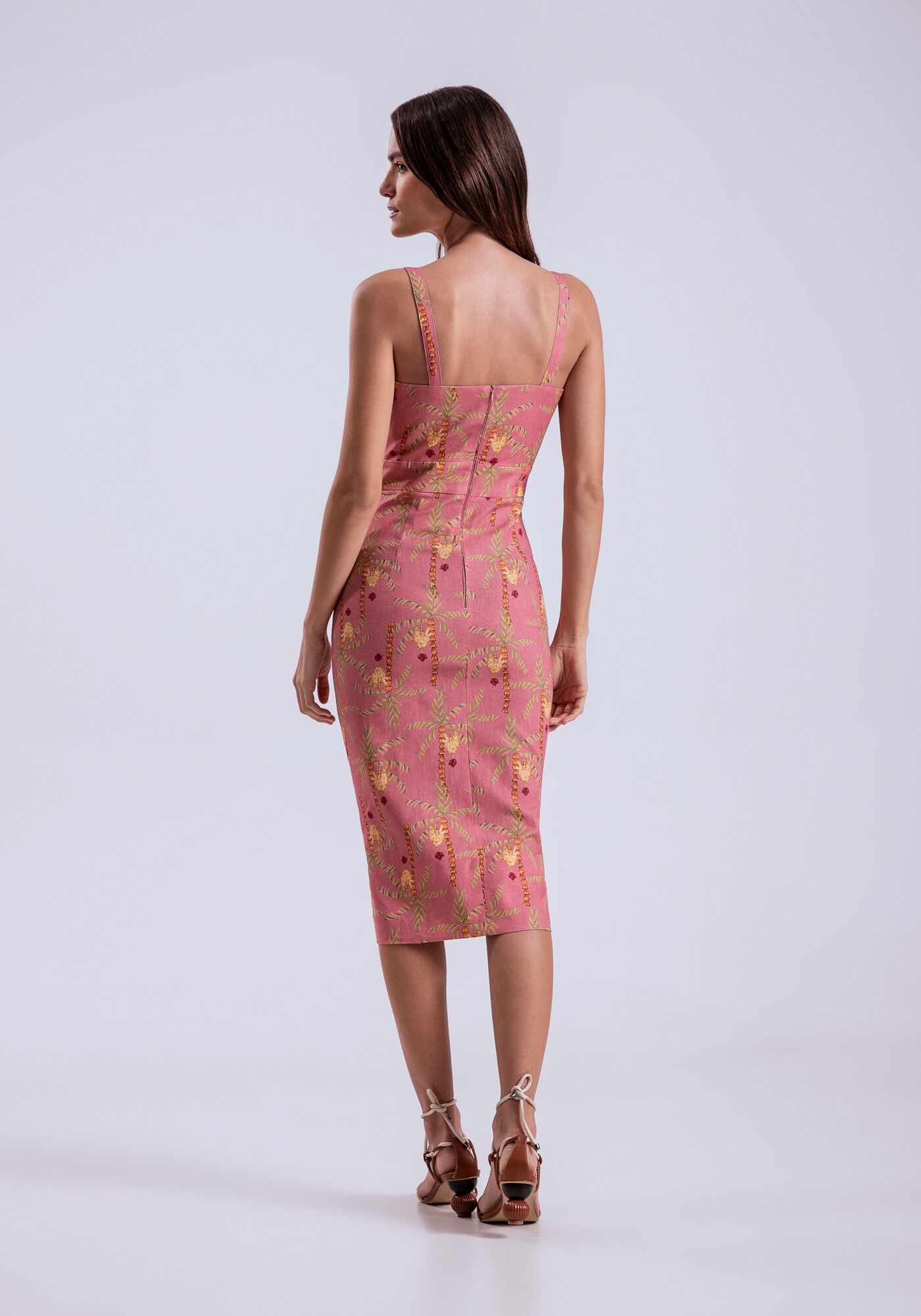 Vestido Midi Linho com Recorte Busto, , large.