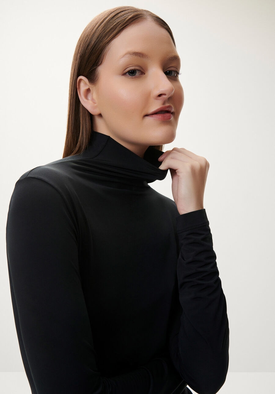 Blusa Manga Longa em Malha com Gola Alta, . Blusa Manga Longa em Malha com Gola Alta, , large.