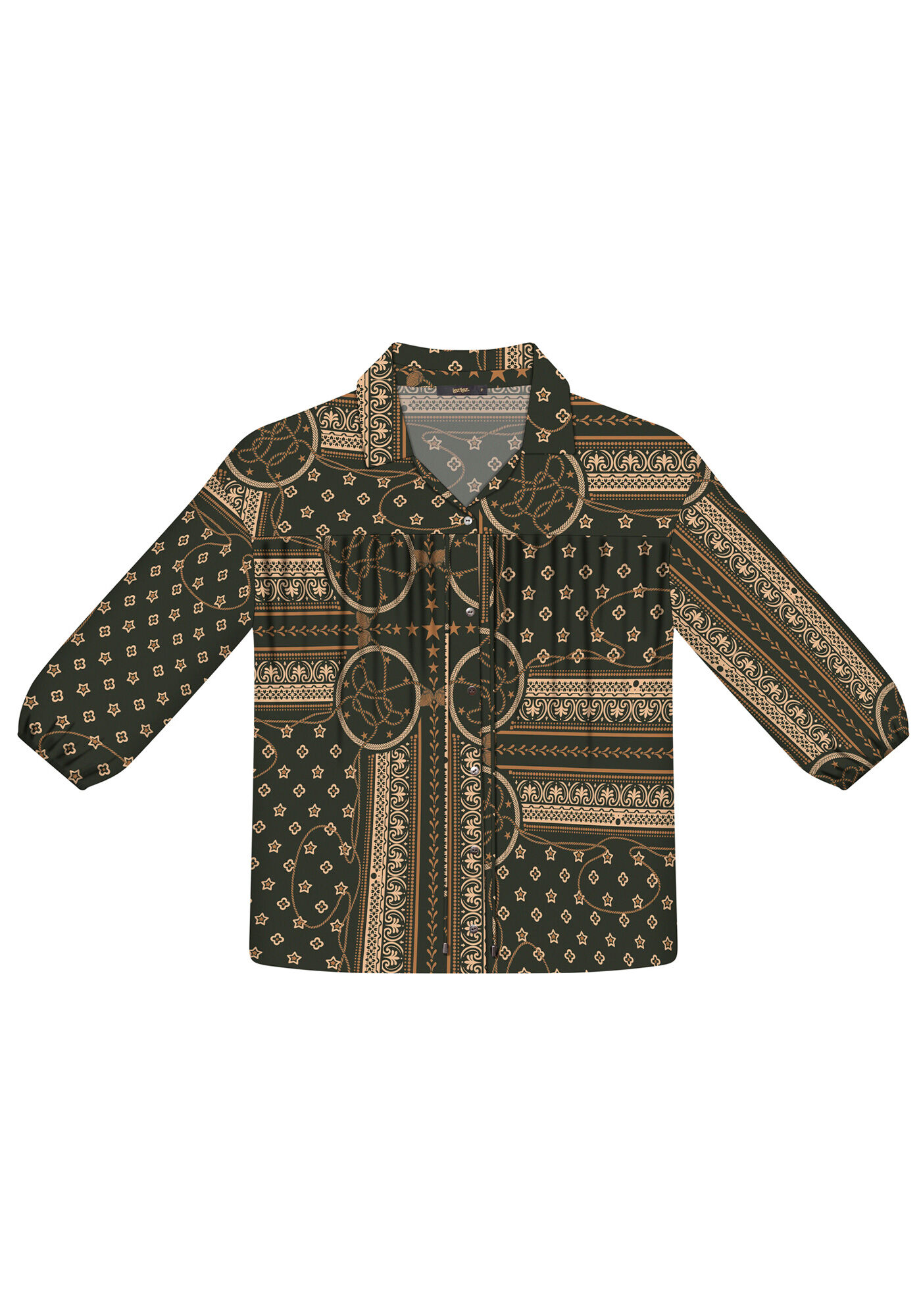 Camisa Manga 3/4 Estampada Tecido, , large.