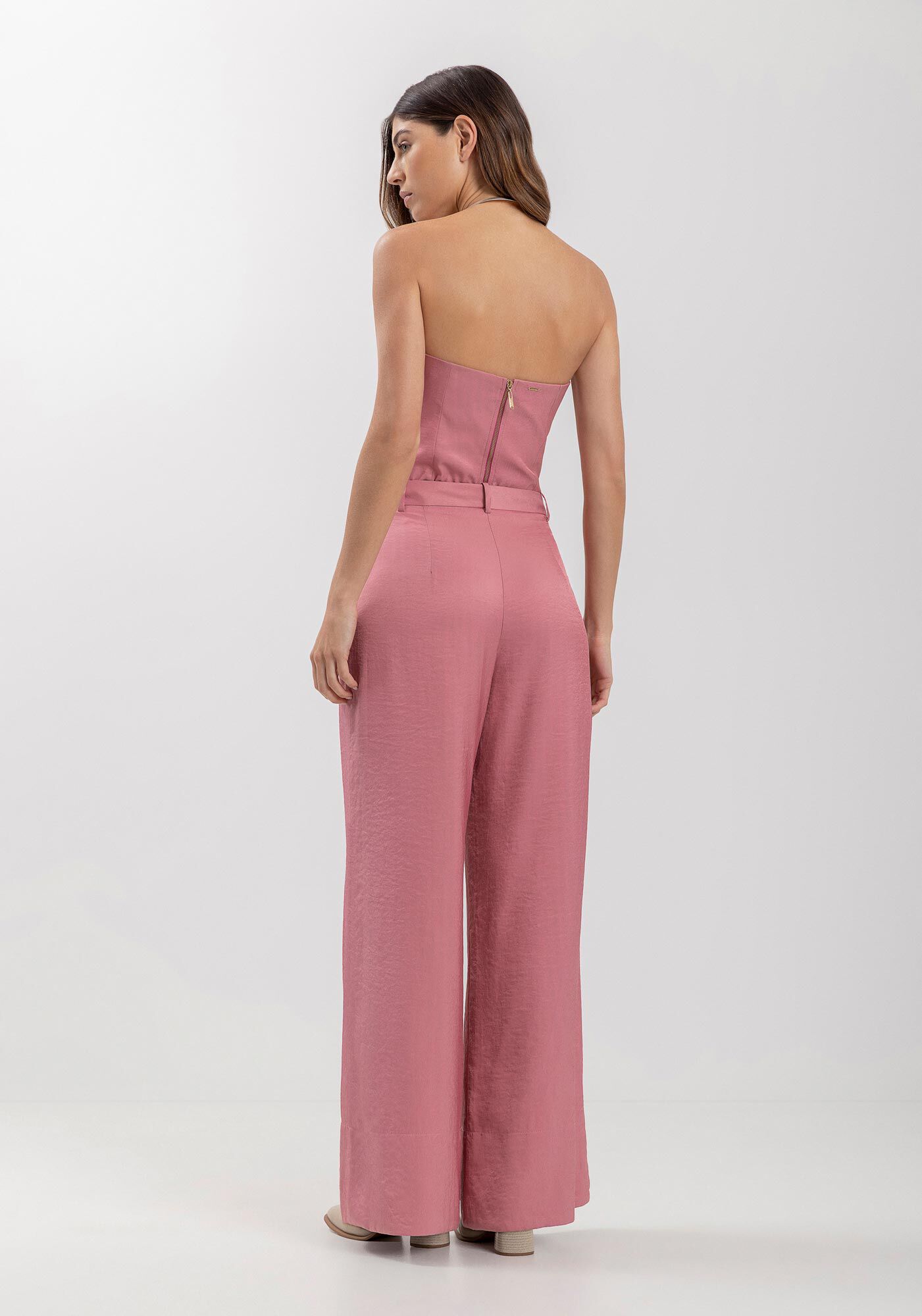 Cal&ccedil;a Flare De Cintura Alta Com Barra Larga E Passantes, ROSA LAVANDER, large.