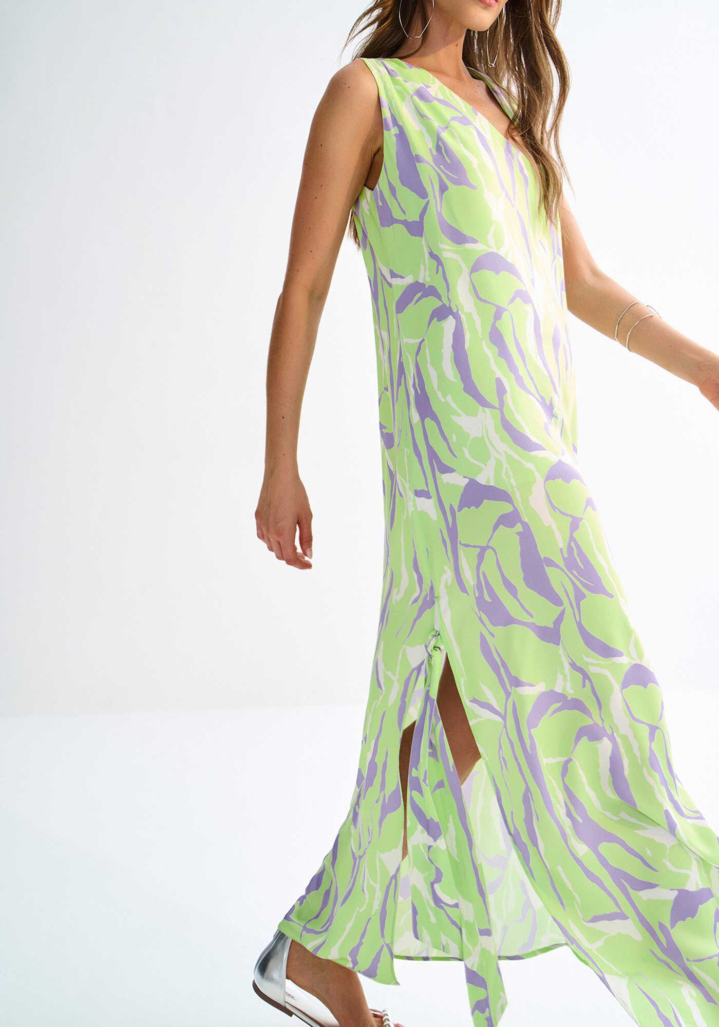 Vestido Midi Ch&aacute; Amplo com Strass Ombros, BALSAMO VERDE, large.