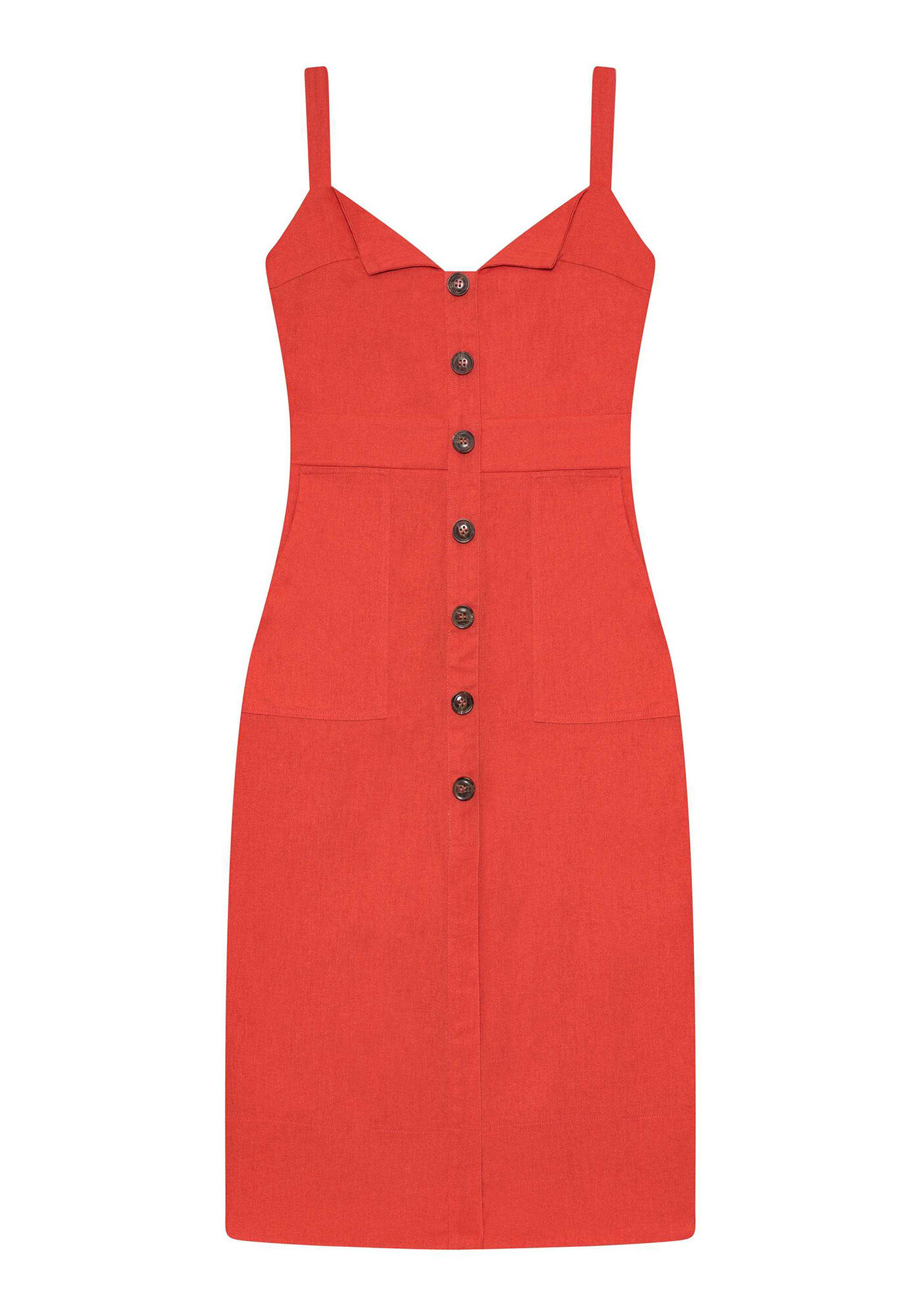 Vestido de linho com botoes sales na frente