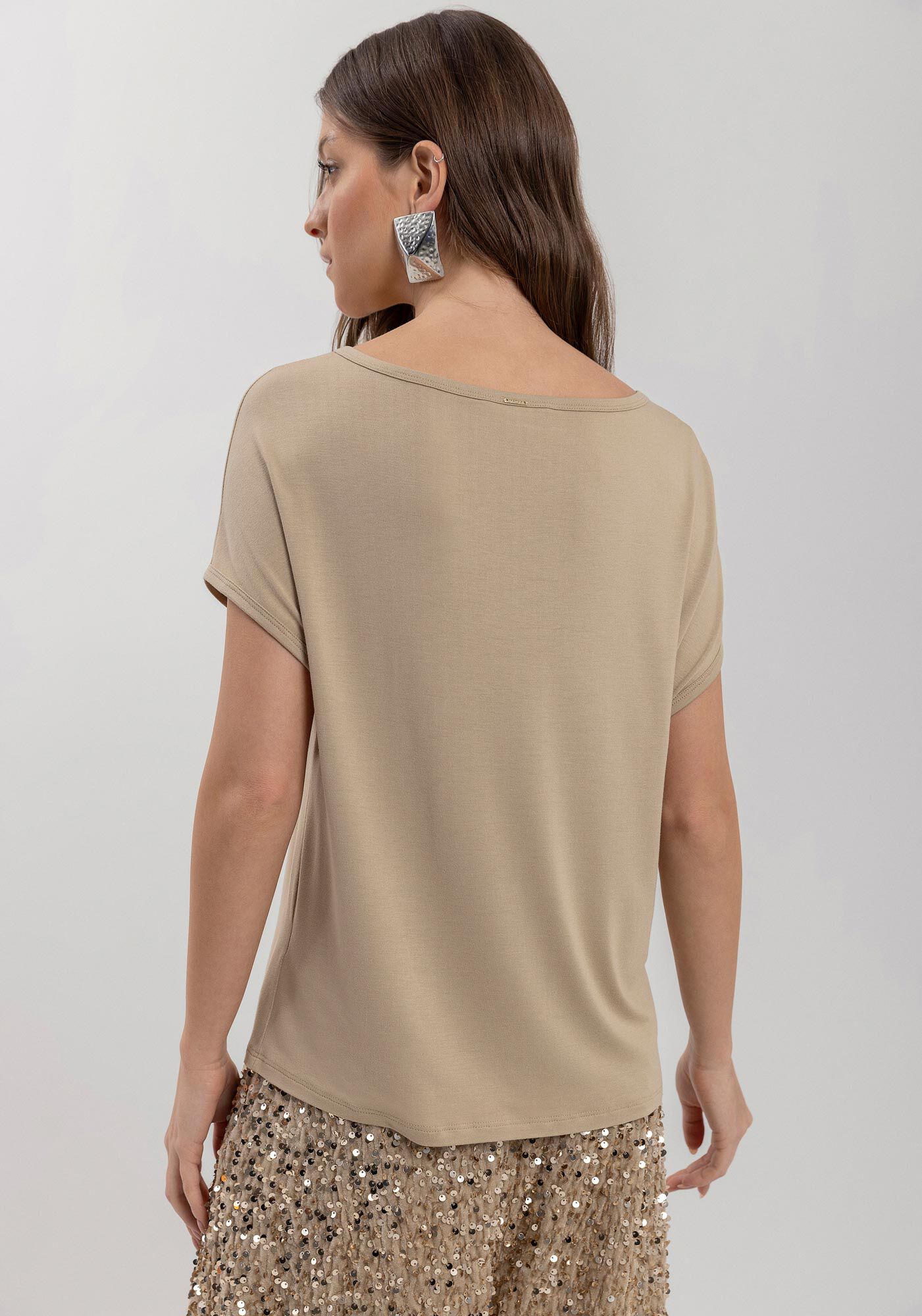 Blusa Com Bordado E Mangas Curtas Em Malha De Viscose, , large.