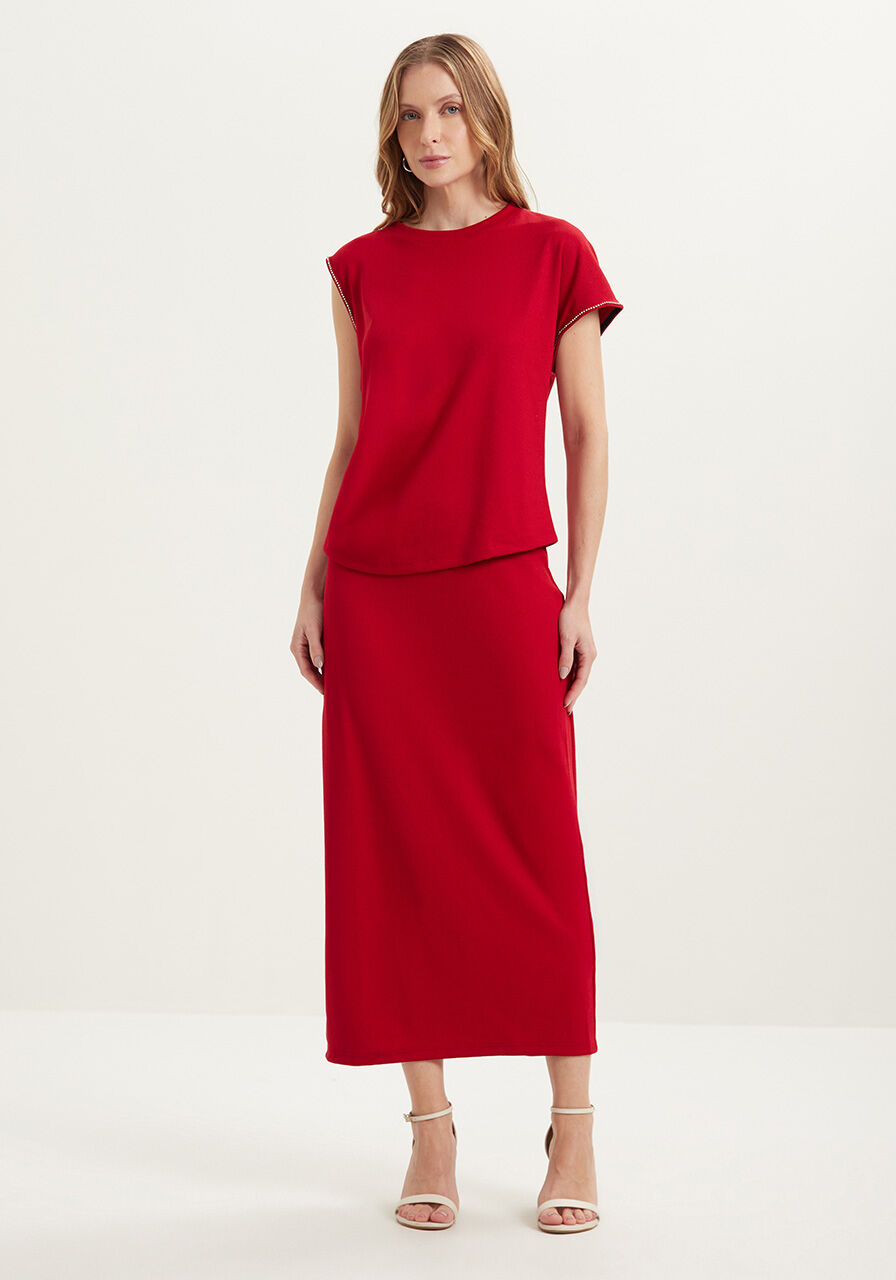 Blusa De Malha Com Manga &Uacute;nica E Aplica&ccedil;&otilde;es De Strass, , large.