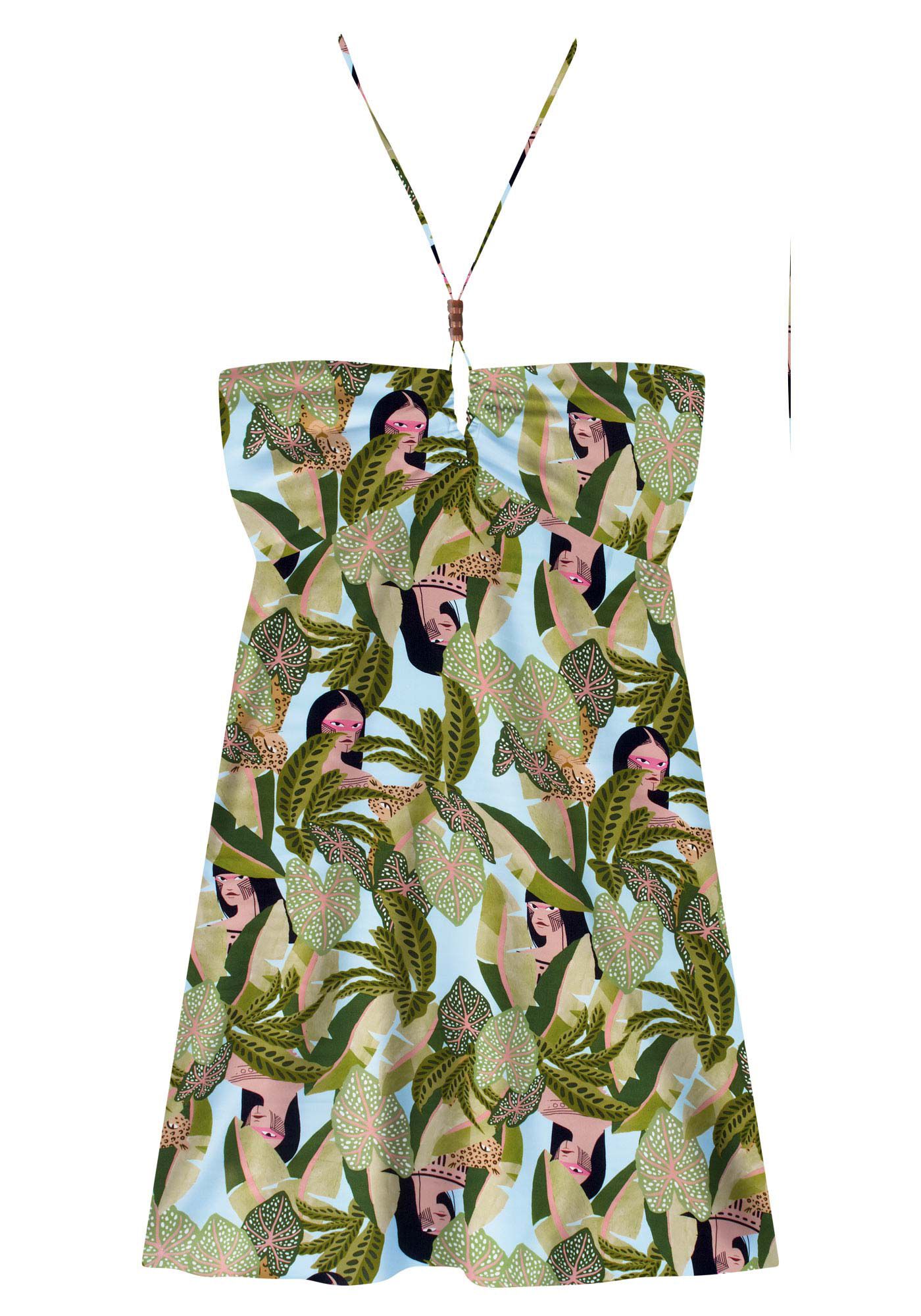 Vestido Curto Frente Unica em Viscose Estampado, FLORESTA, large.