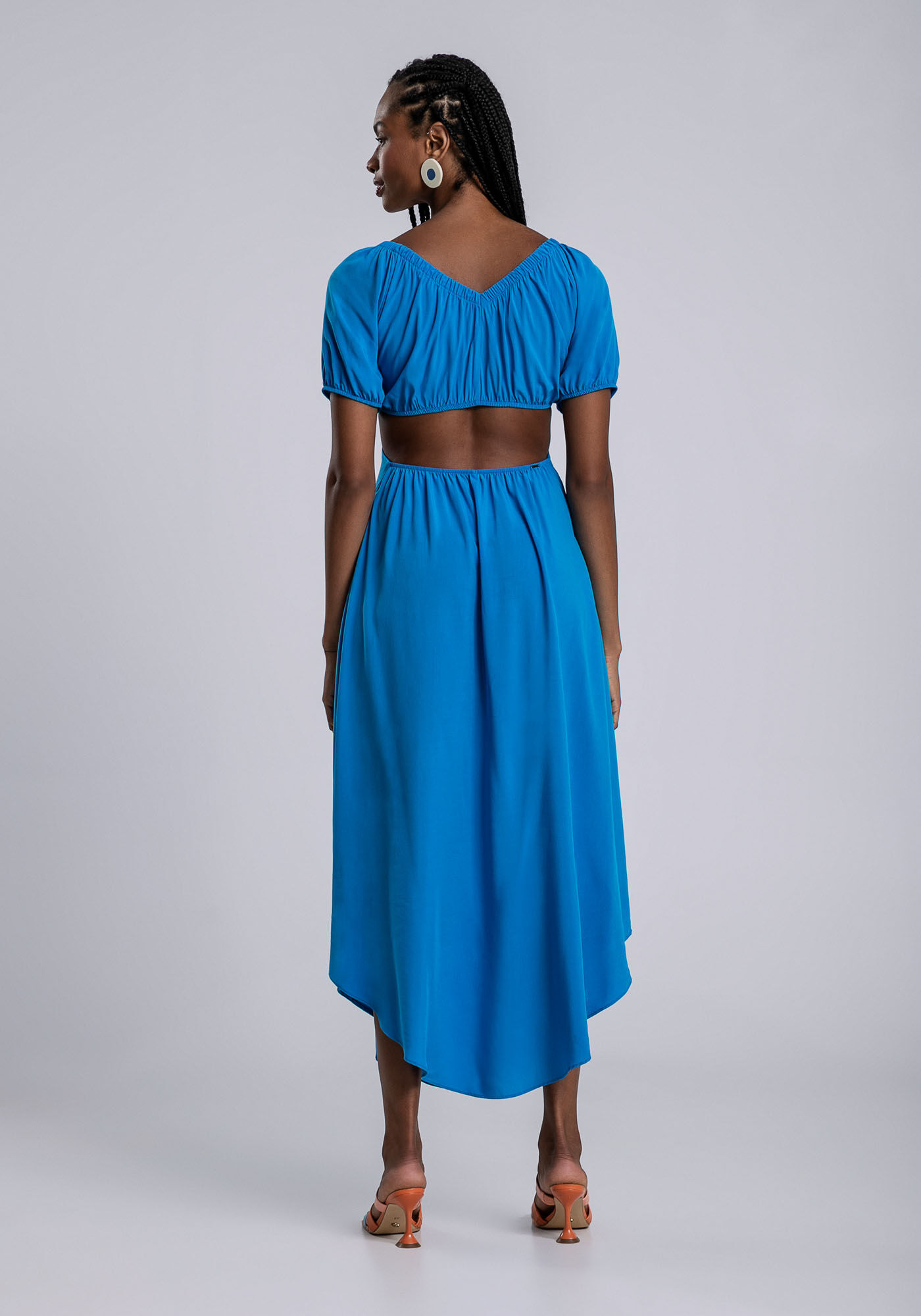 Vestido Midi Ombro a Ombro Recorte, AZUL ASTER, large.
