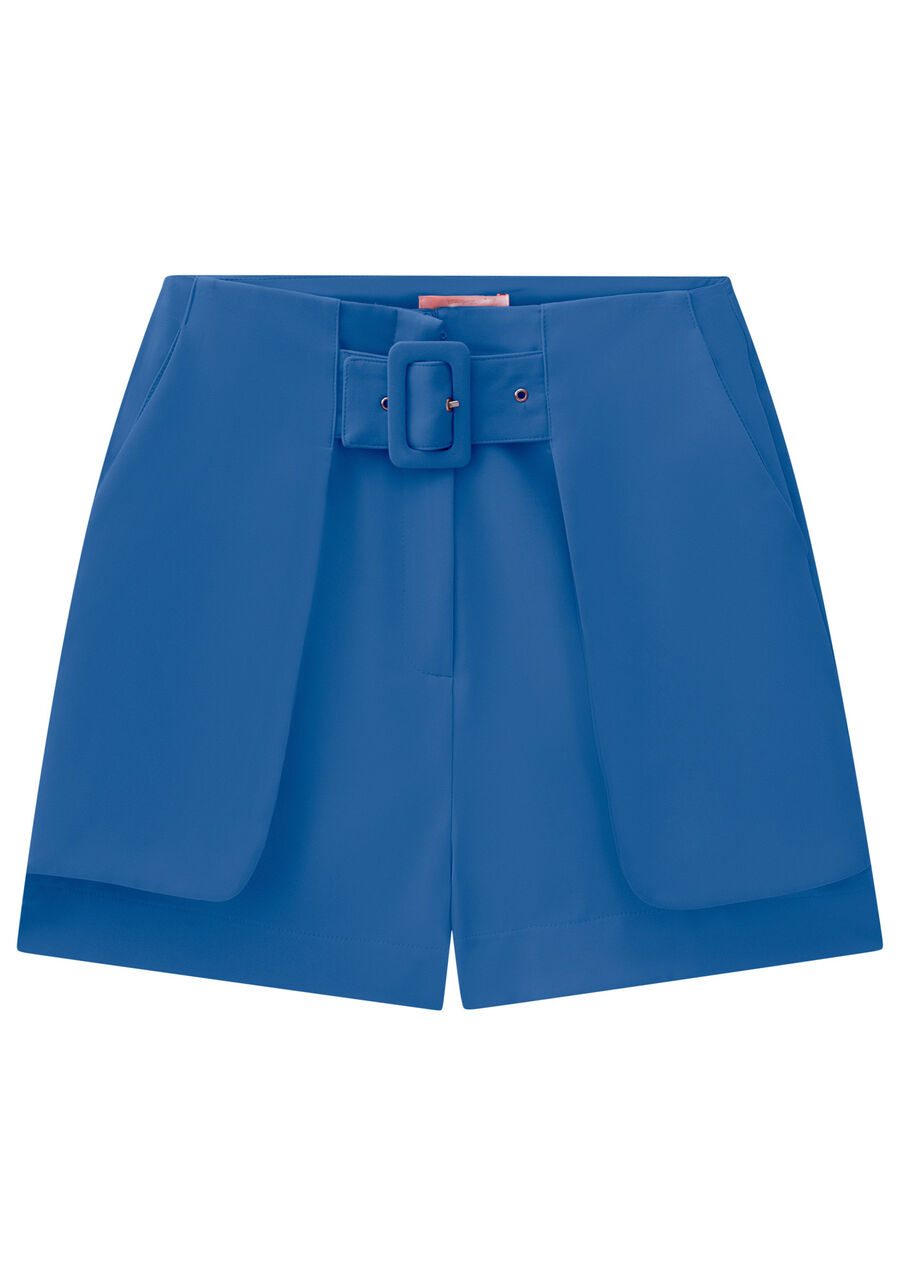Shorts Cintura Alta com Recorte e Cinto, , large.