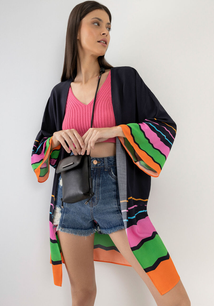 Kimono Alongado com Estampa Horizonte, . Kimono Alongado com Estampa Horizonte, , large.