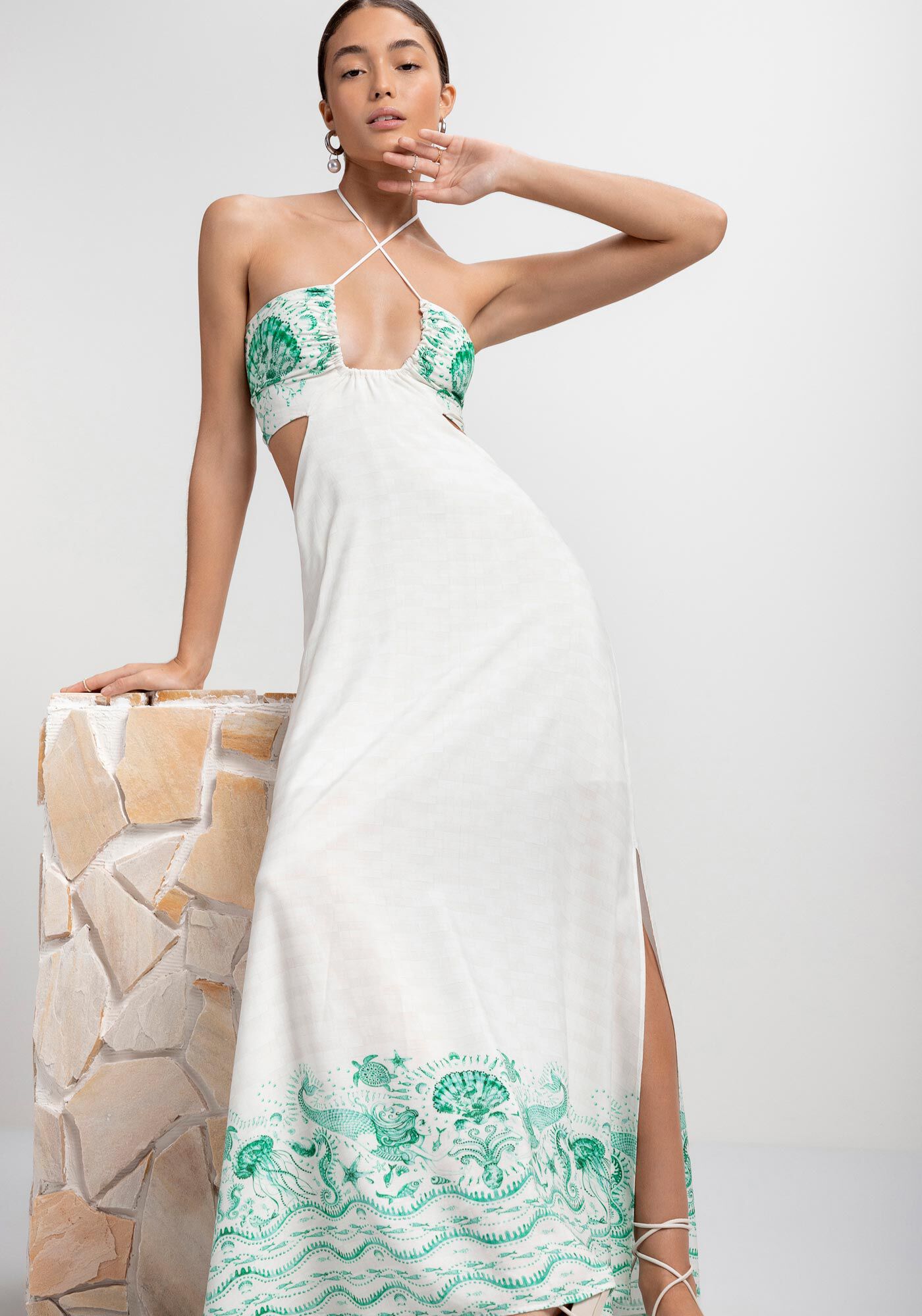 Vestido Midi Frente &Uacute;nica Viscose com Cut Out, MARINA, large.