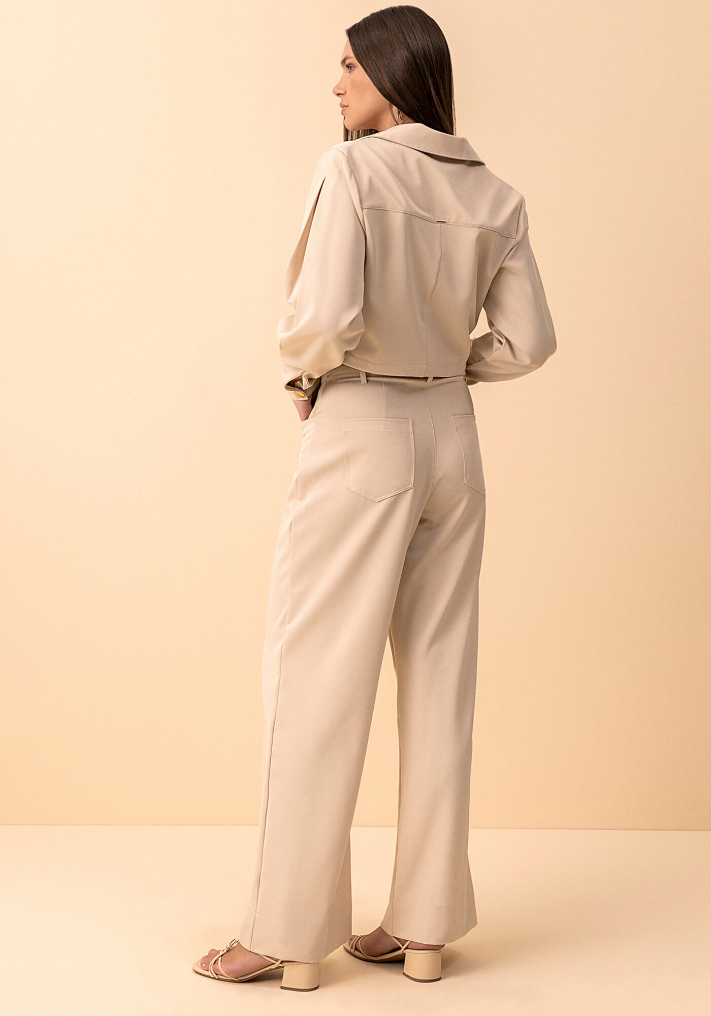 Cal&ccedil;a Reta Com Bolsos Funcionais E Cintura Alta, , large.