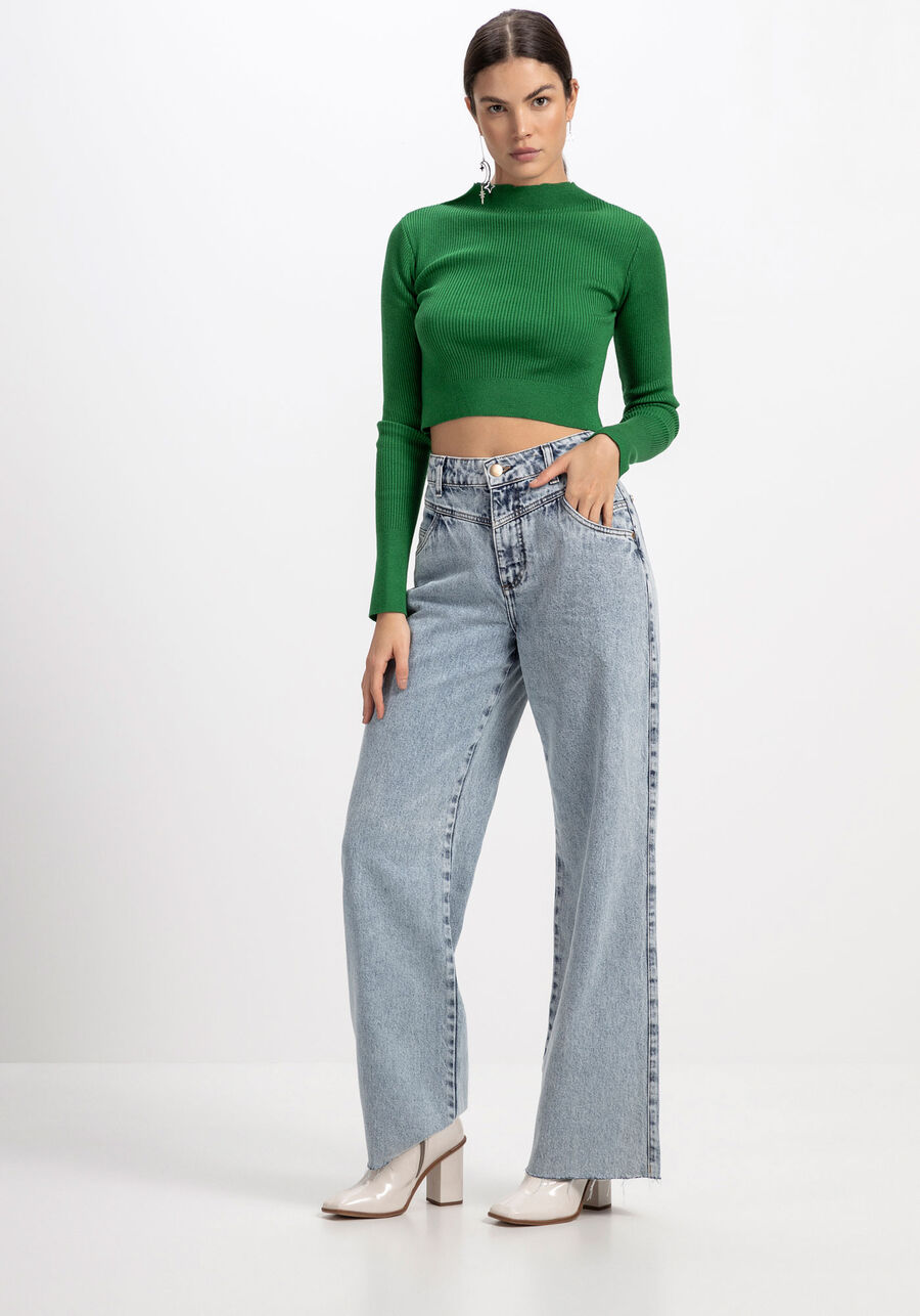Blusa Manga Longa em Tricô Cropped, . Blusa Manga Longa em Tricô Cropped, , large.