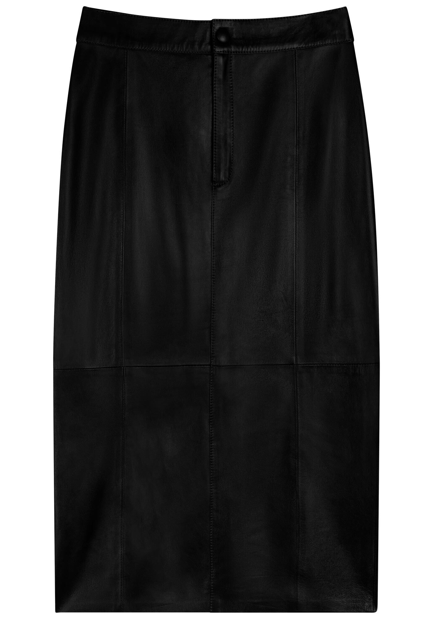 Saia Midi De Couro Com Cintura Alta E Fenda Posterior, , large.