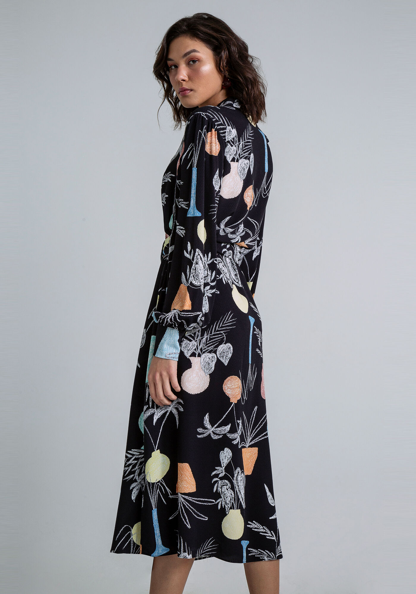 Vestido Chemise Midi Cinto Estampado, EXPRESSAO, large.