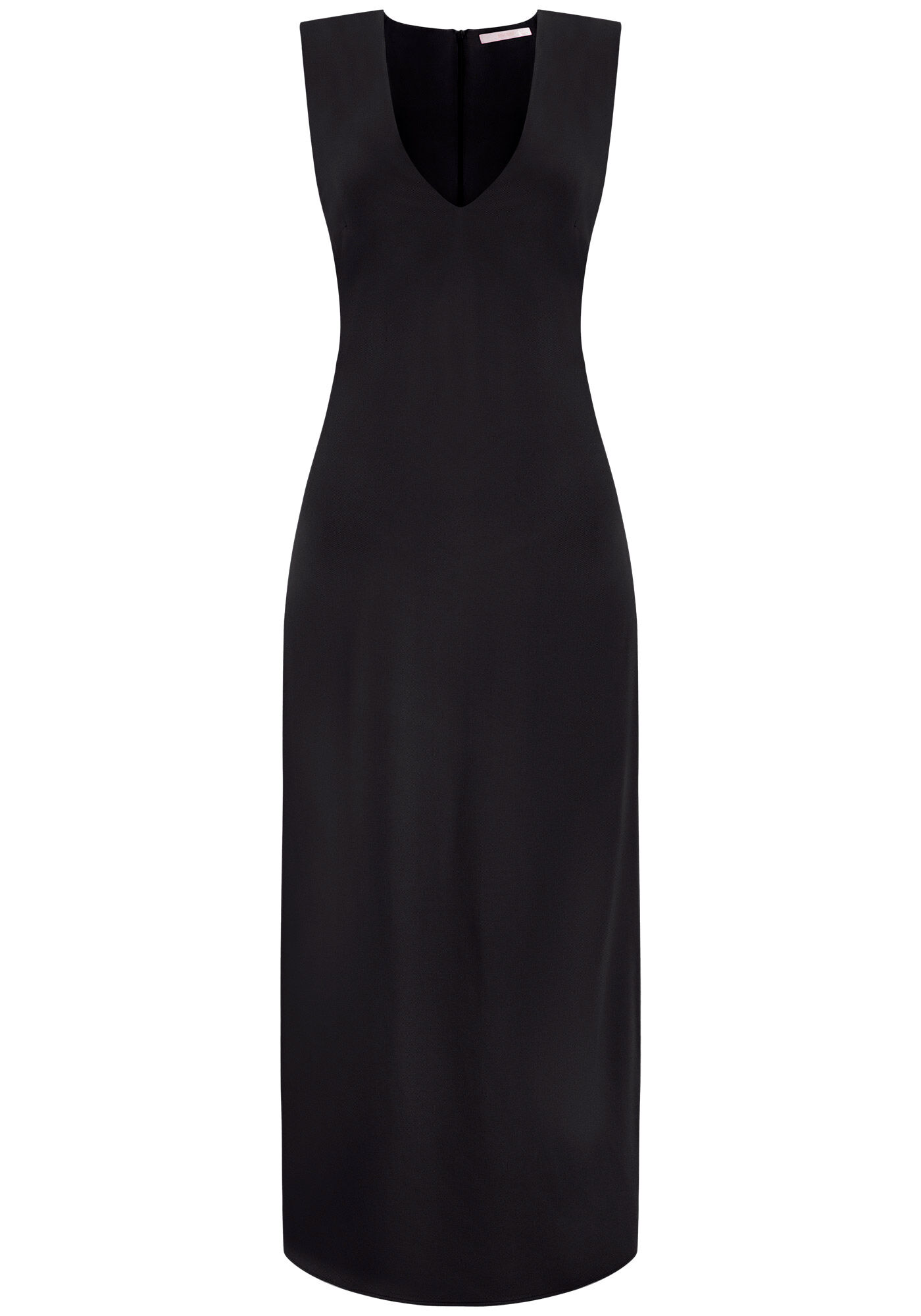 Vestido Midi Reto em Viscose com Decote V, , large.