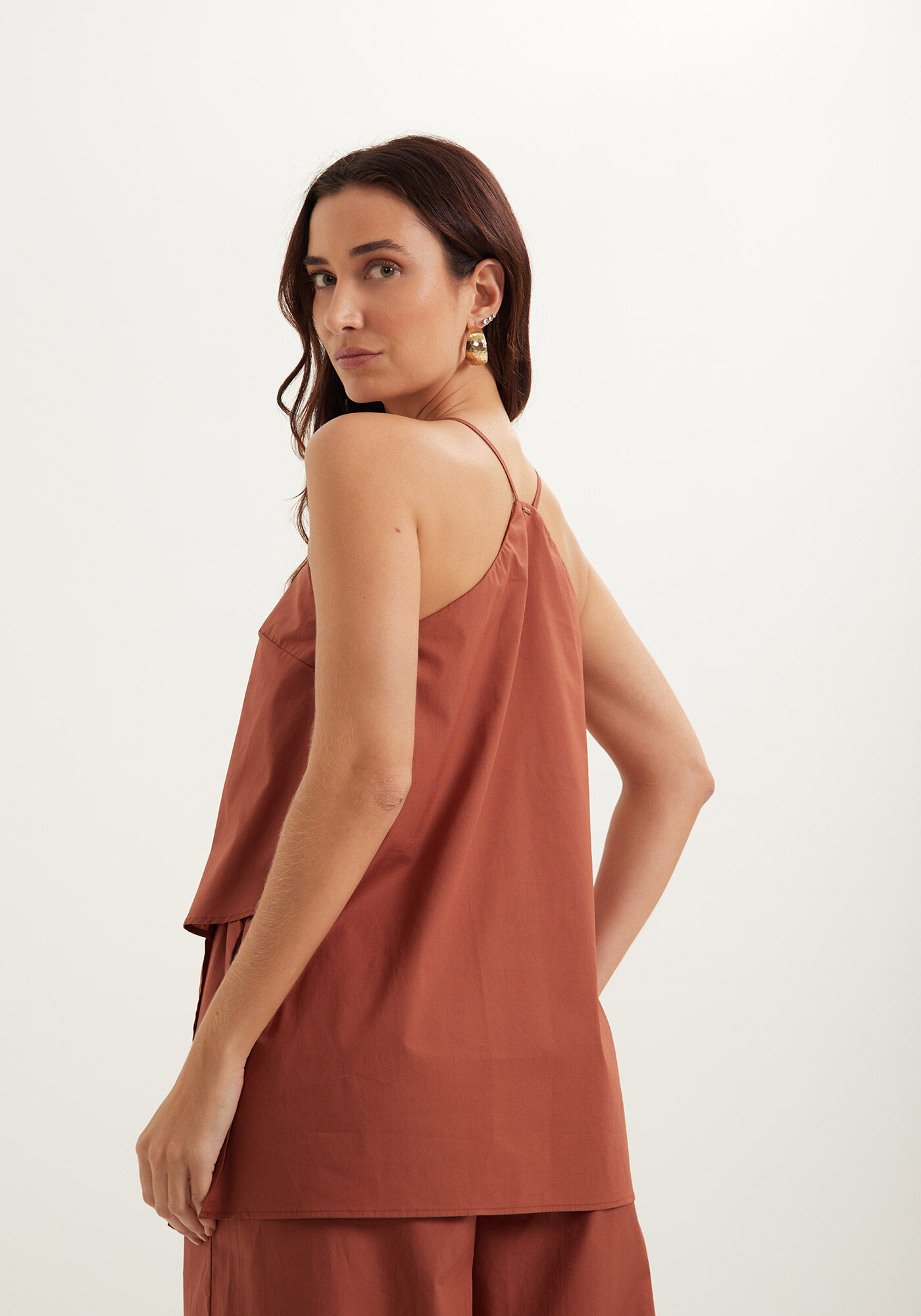 Blusa De Al&ccedil;as Em Tricoline Com Sobreposi&ccedil;&atilde;o, , large.