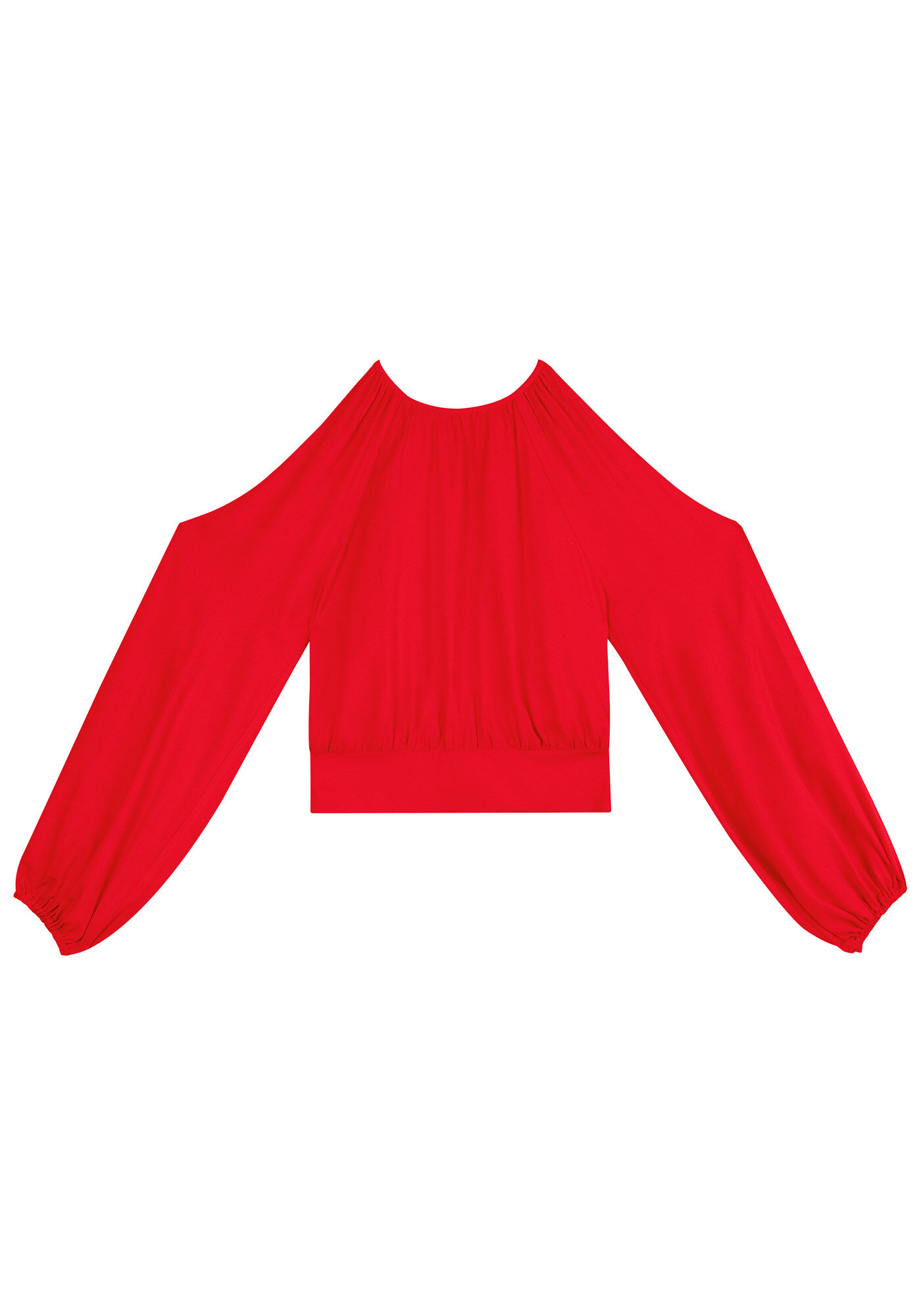 Blusa Manga Longa Bufante com Recorte Ombros, , large.