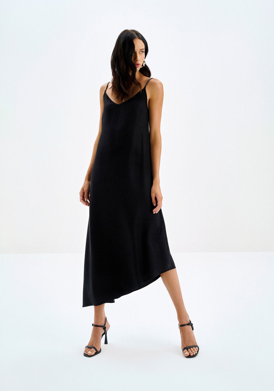 Vestido Midi Assimétrico com Strass Alças, . Vestido Midi Assimétrico com Strass Alças, , large.