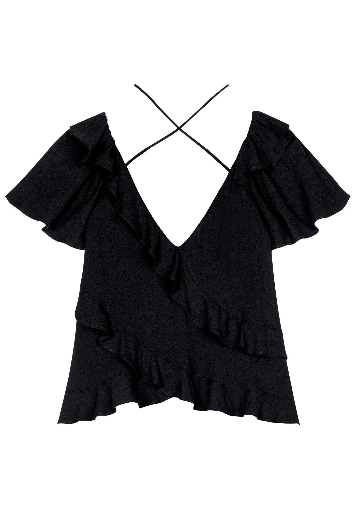 Blusa em Crepe com Babados e Amarra&ccedil;&atilde;o, , large.