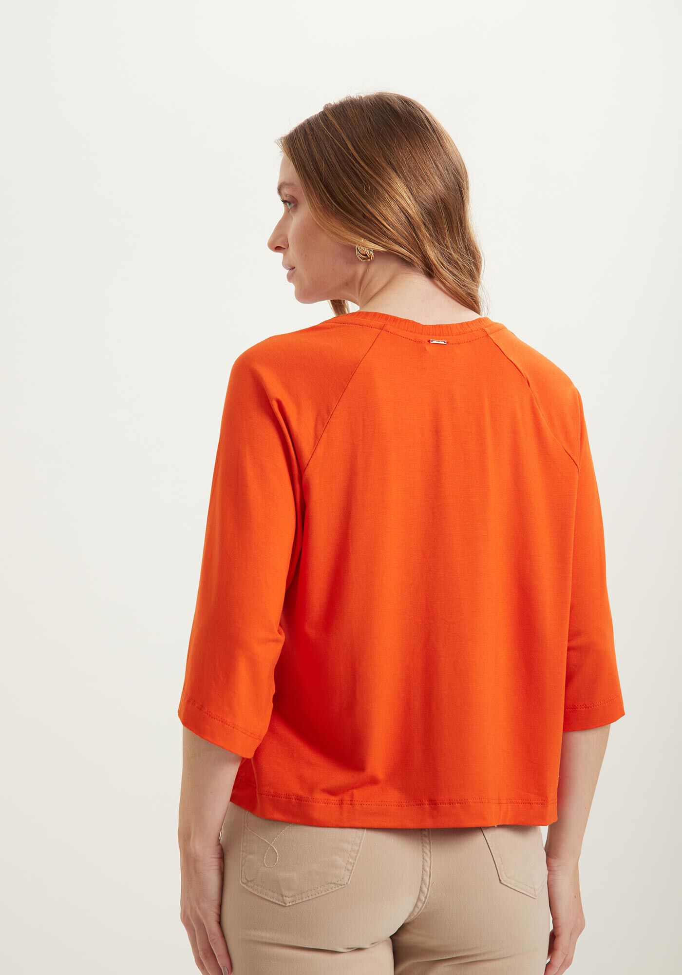 Blusa Ampla Com Mangas M&eacute;dias E Decote Em V, , large.