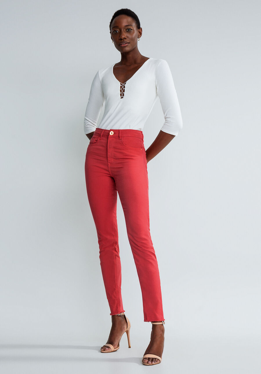 Calça Mommy Cropped, LARANJA. Calça Mommy Cropped, LARANJA, large.