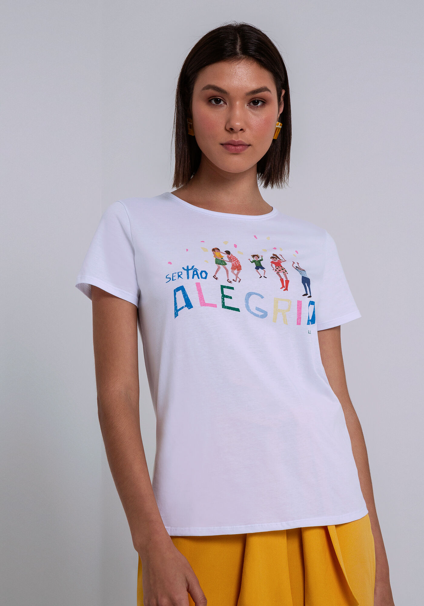 Blusa Manga Curta em Malha com Estampa, , large.