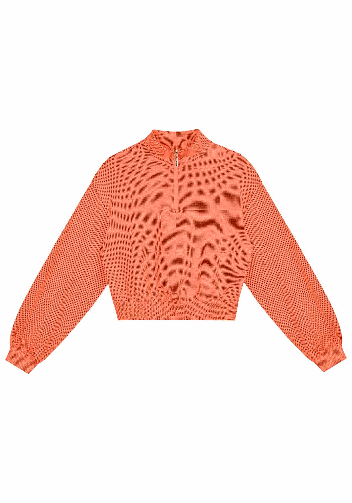 Blus&atilde;o em Moletom Texturizado com Z&iacute;per Gola, , large.