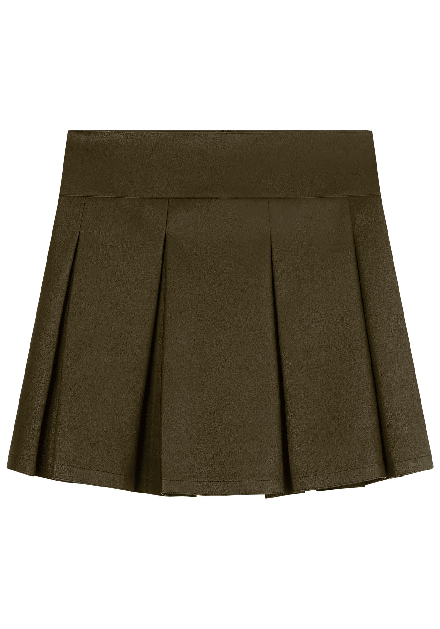 Saia Curta em Pu com Pregas, , large.